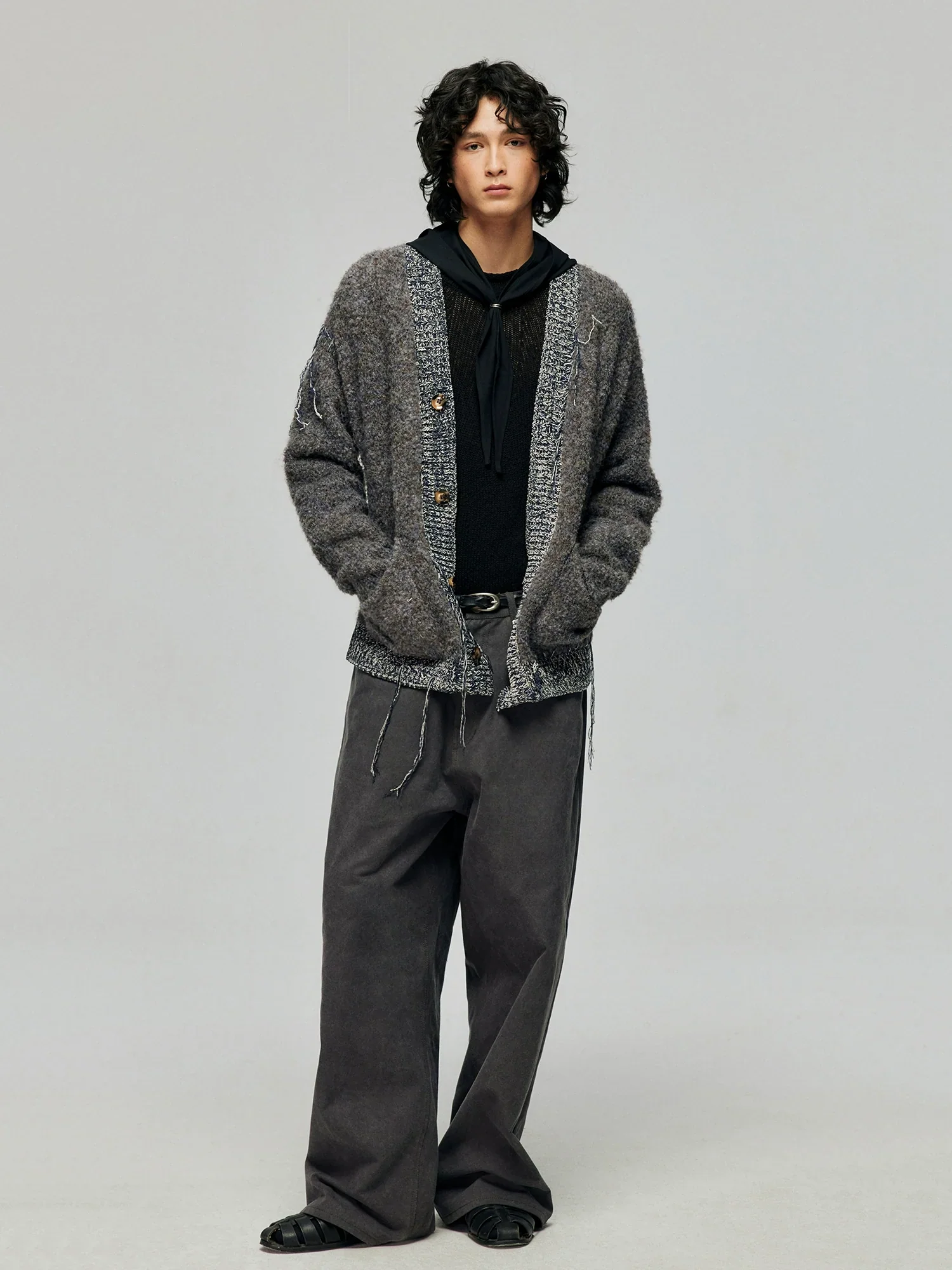 Marled Contrast-Trim Wool-Blend Cardigan - Image 4