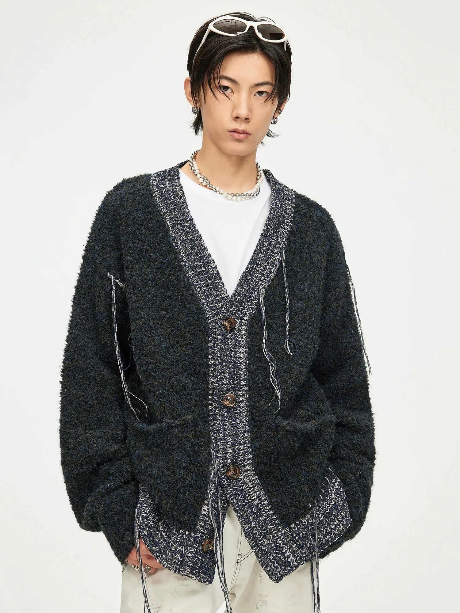 Marled Contrast-Trim Wool-Blend Cardigan - Image 5
