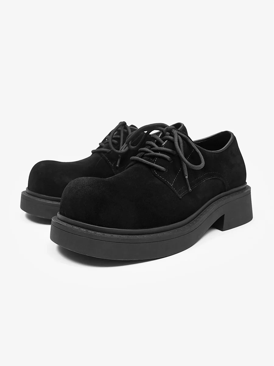 Matte Black Derby Platform Shoes - Image 3