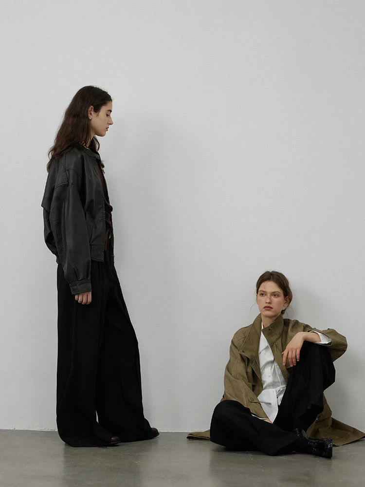 Matte Faux Leather Zip Bomber - Image 4