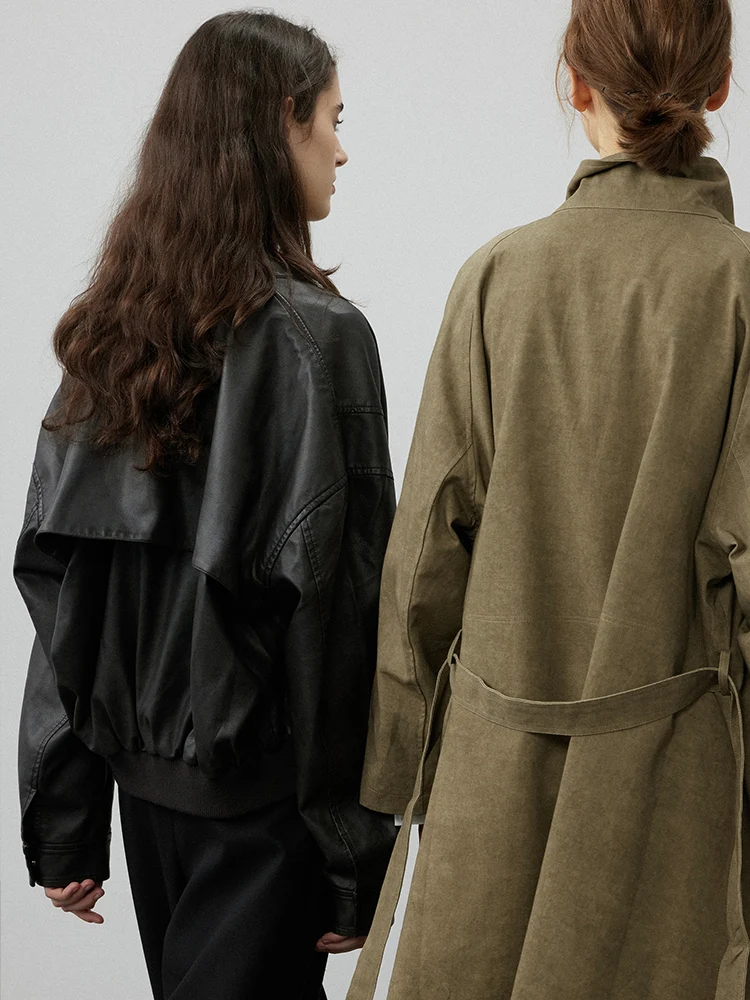 Matte Faux Leather Zip Bomber - Image 5