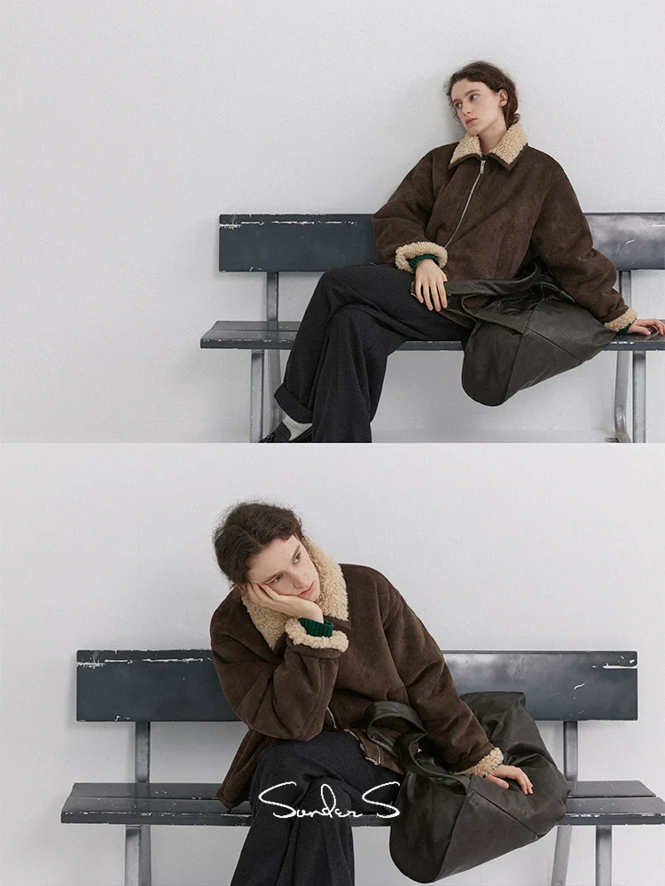 Matte Faux Suede Sherpa Zip Jacket - Image 5