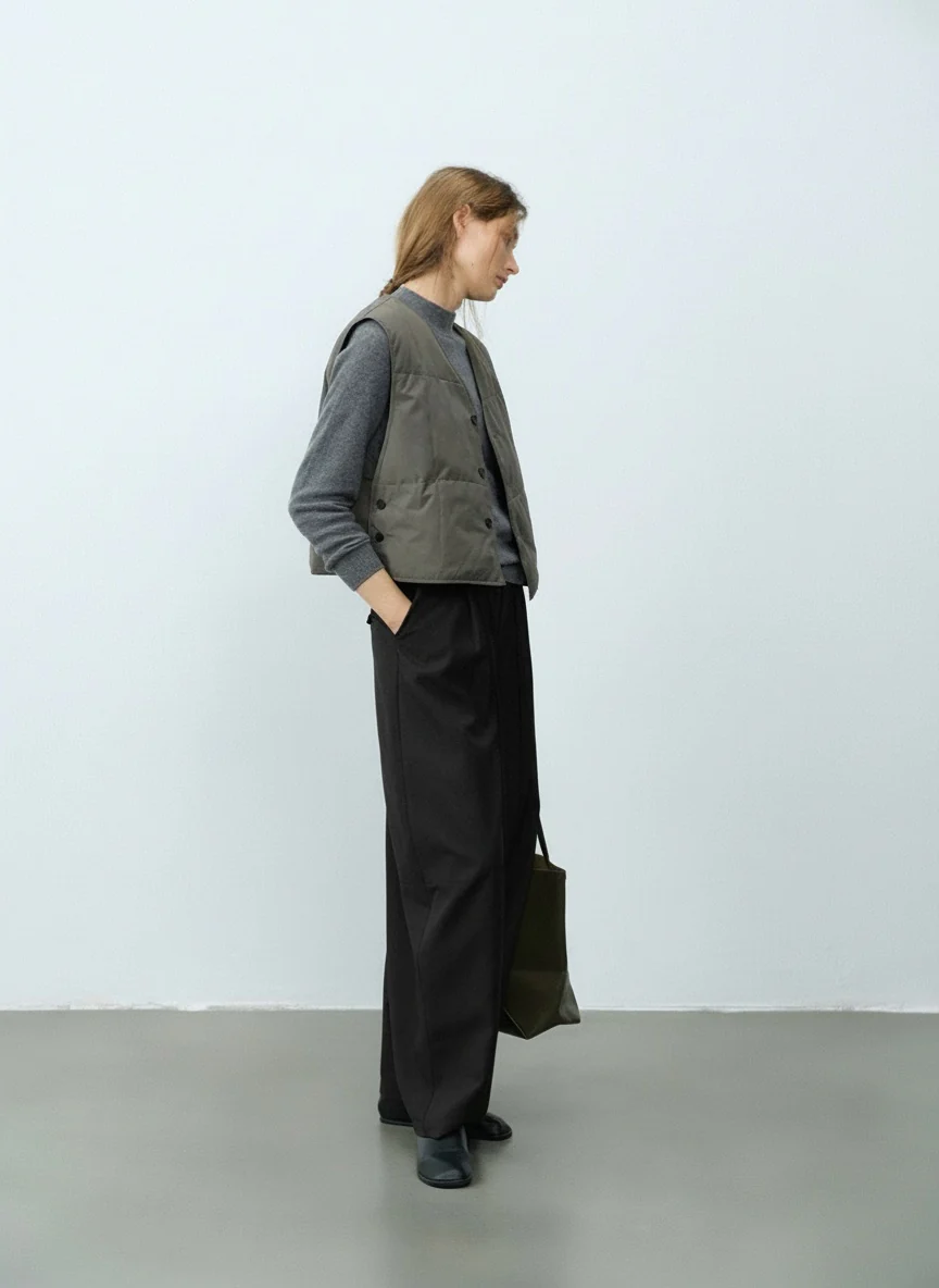 Matte Quilted Down Vest - Image 2