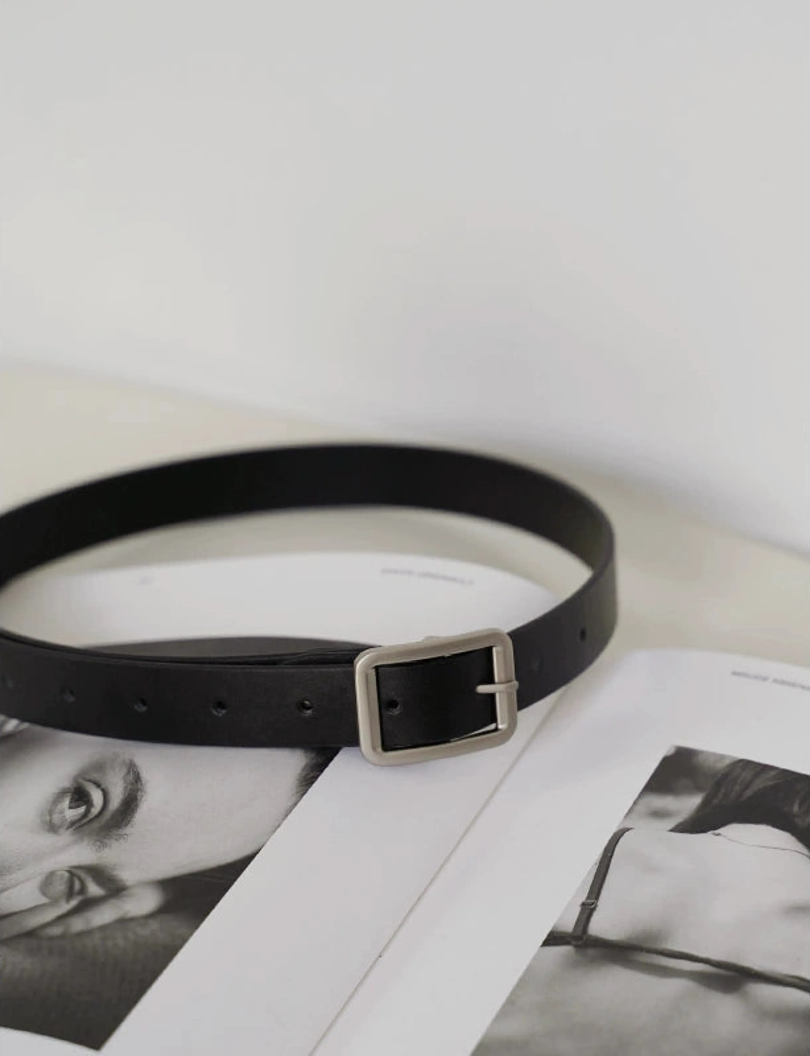 Matte Silver Buckle Cowhide Belt - Image 7