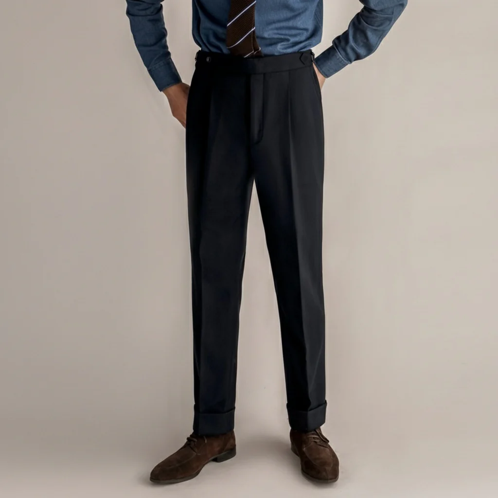 Men's High-Waisted Pleated Trousers