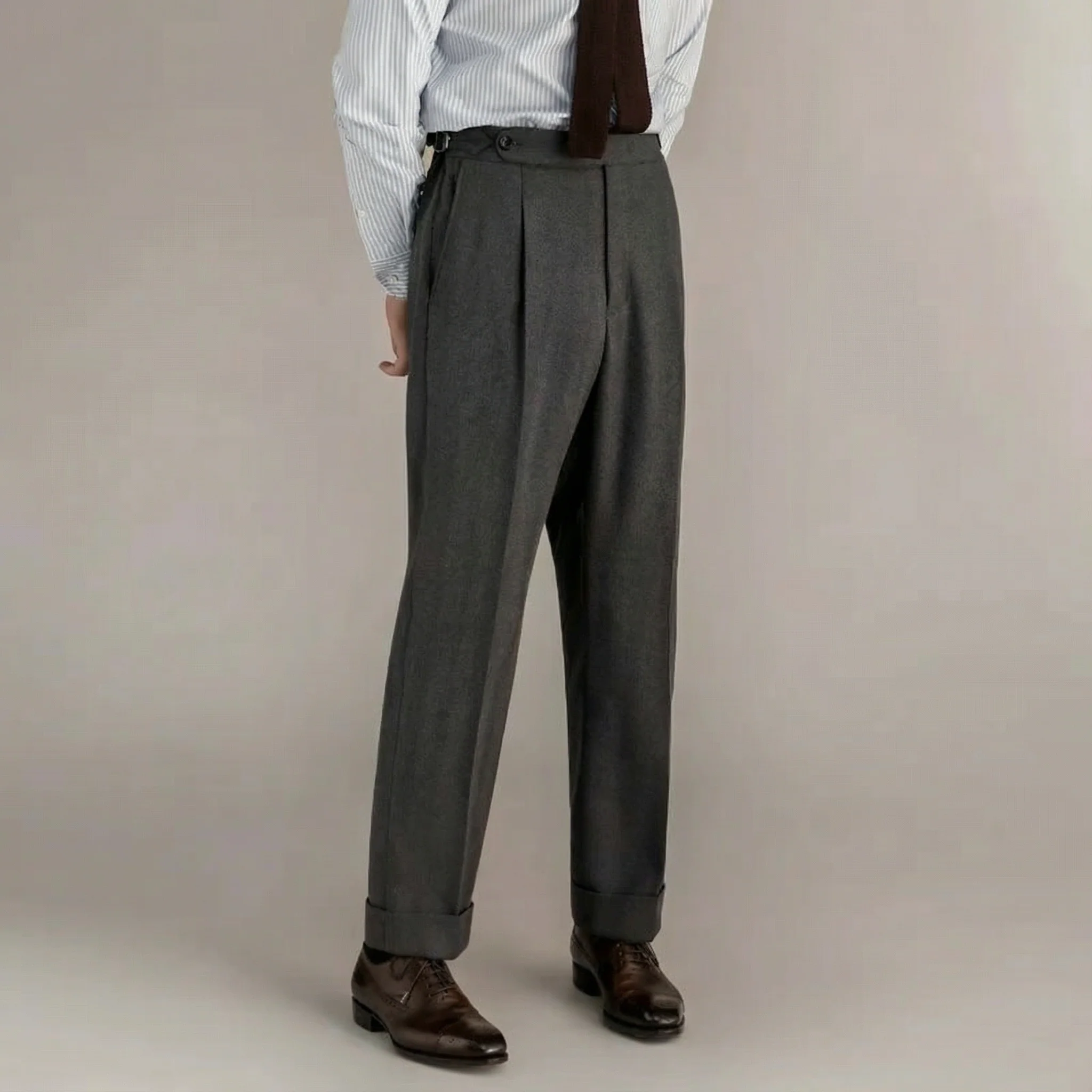 Men's High-Waisted Pleated Trousers - Image 4