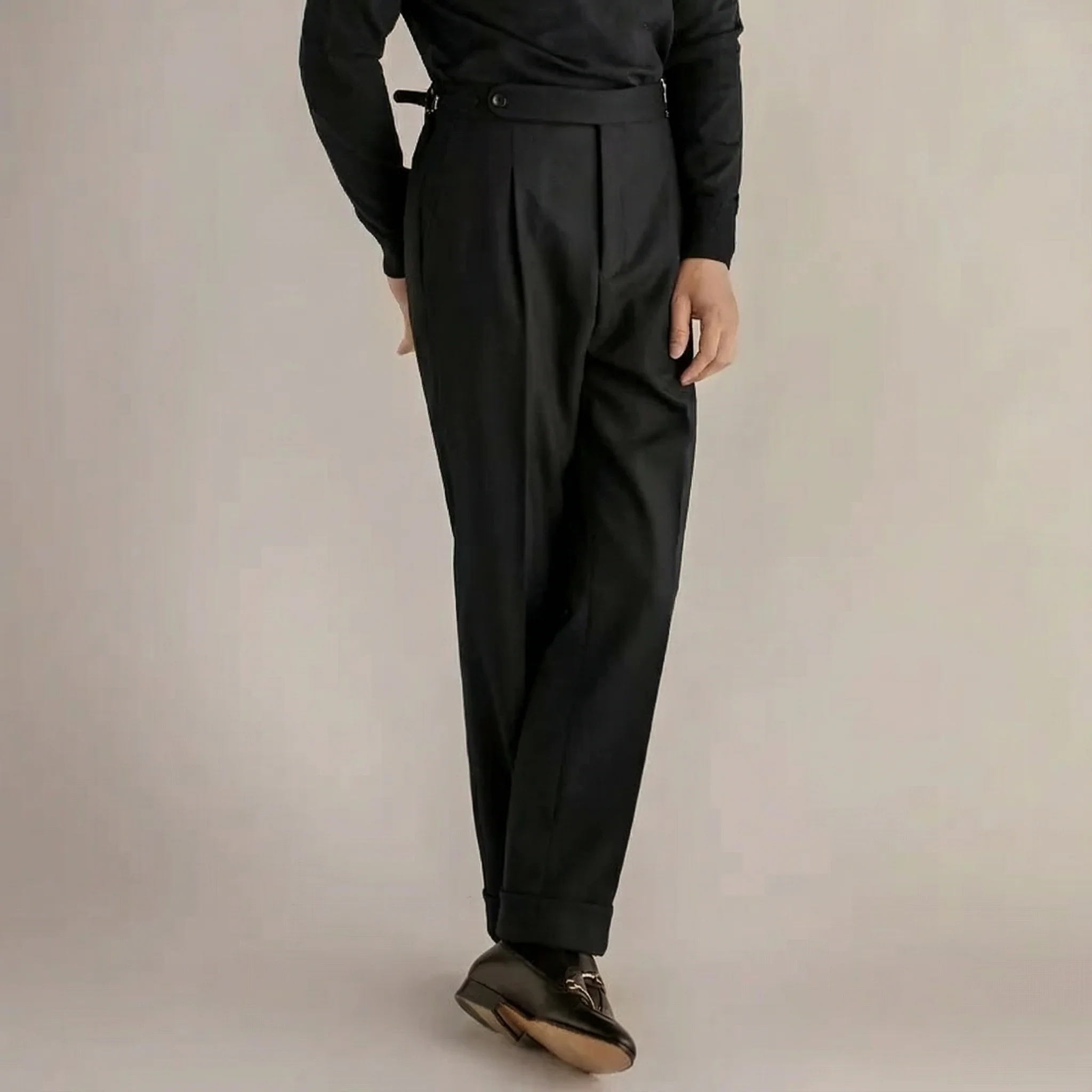 Men's High-Waisted Pleated Trousers - Image 6