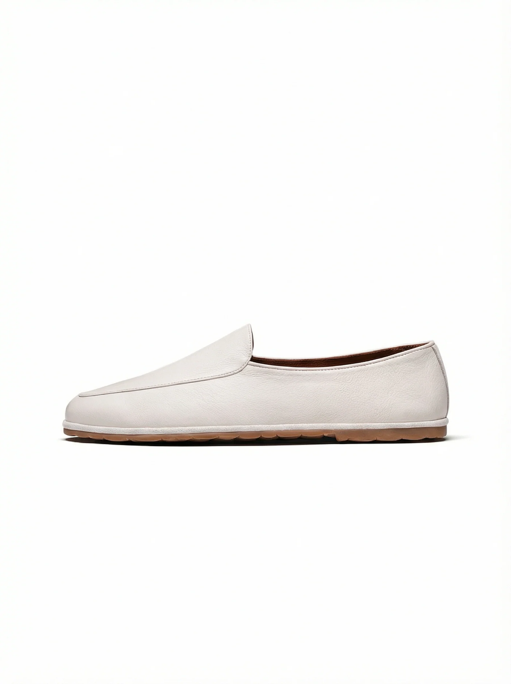 Men's Ivory Leather Slip-On Loafers