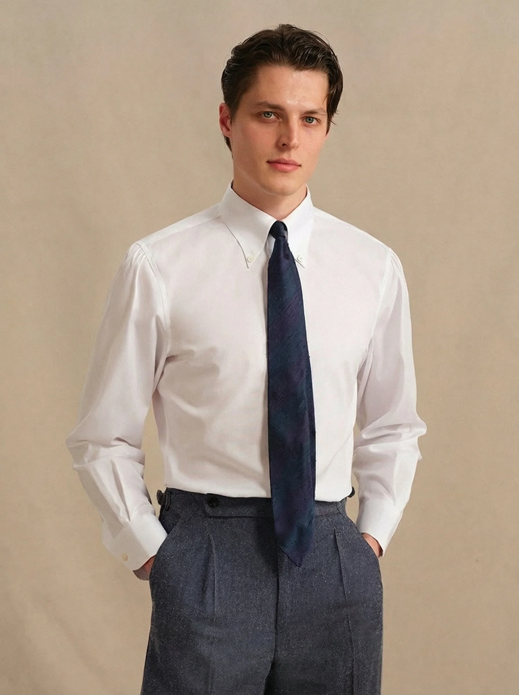 Mercerized Cotton Waterfall-Pleat Shirt - Image 2