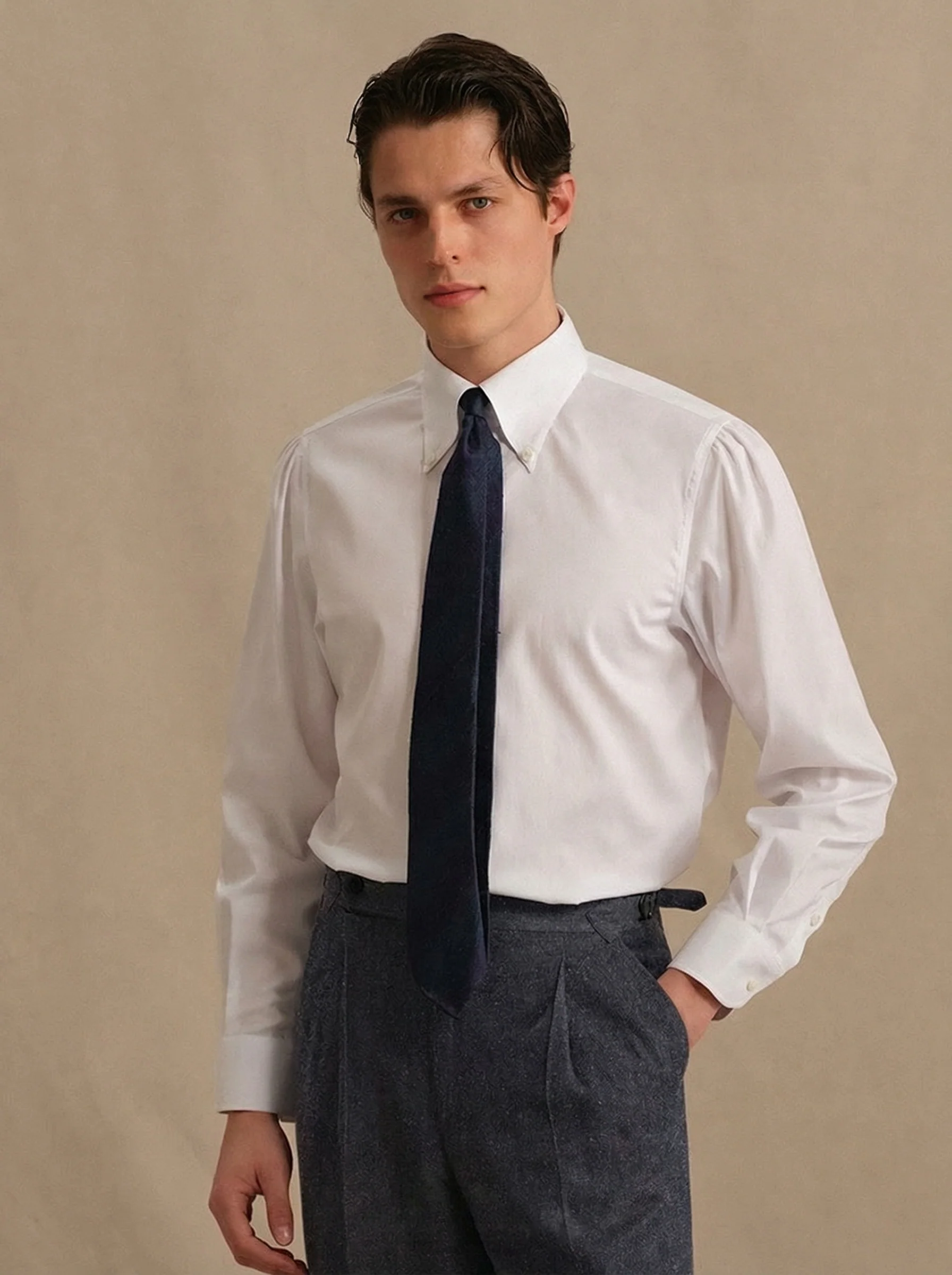 Mercerized Cotton Waterfall-Pleat Shirt - Image 3