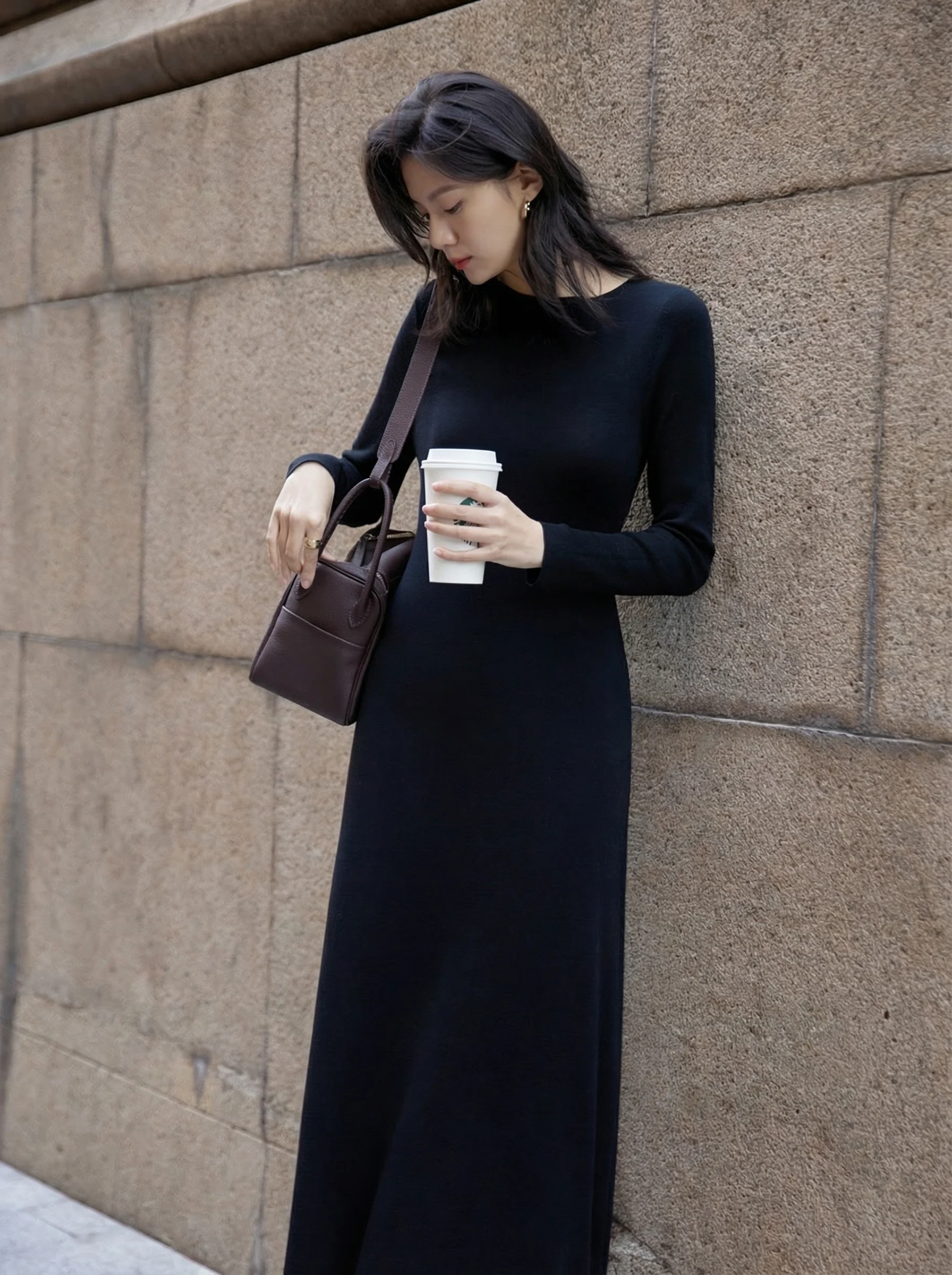 Merino A-Line Knit Maxi Dress - Image 3