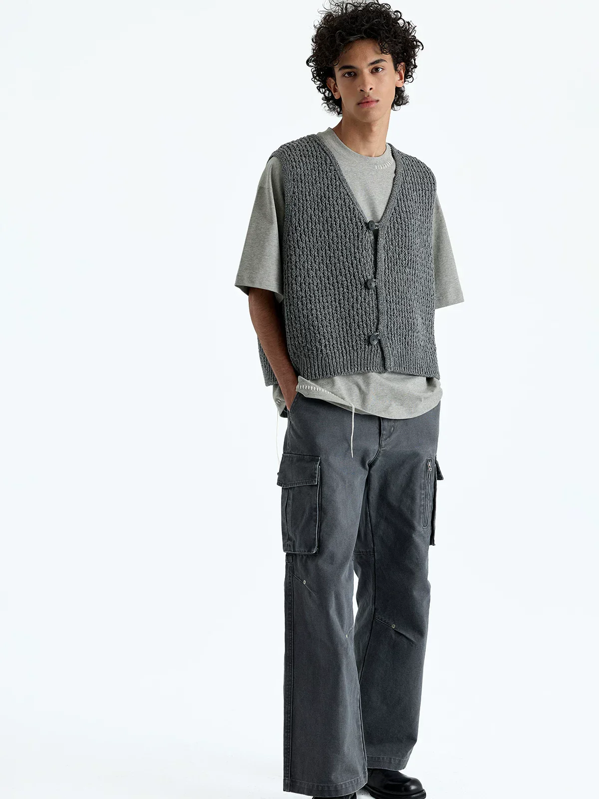 Merino Blend Open-Knit Vest