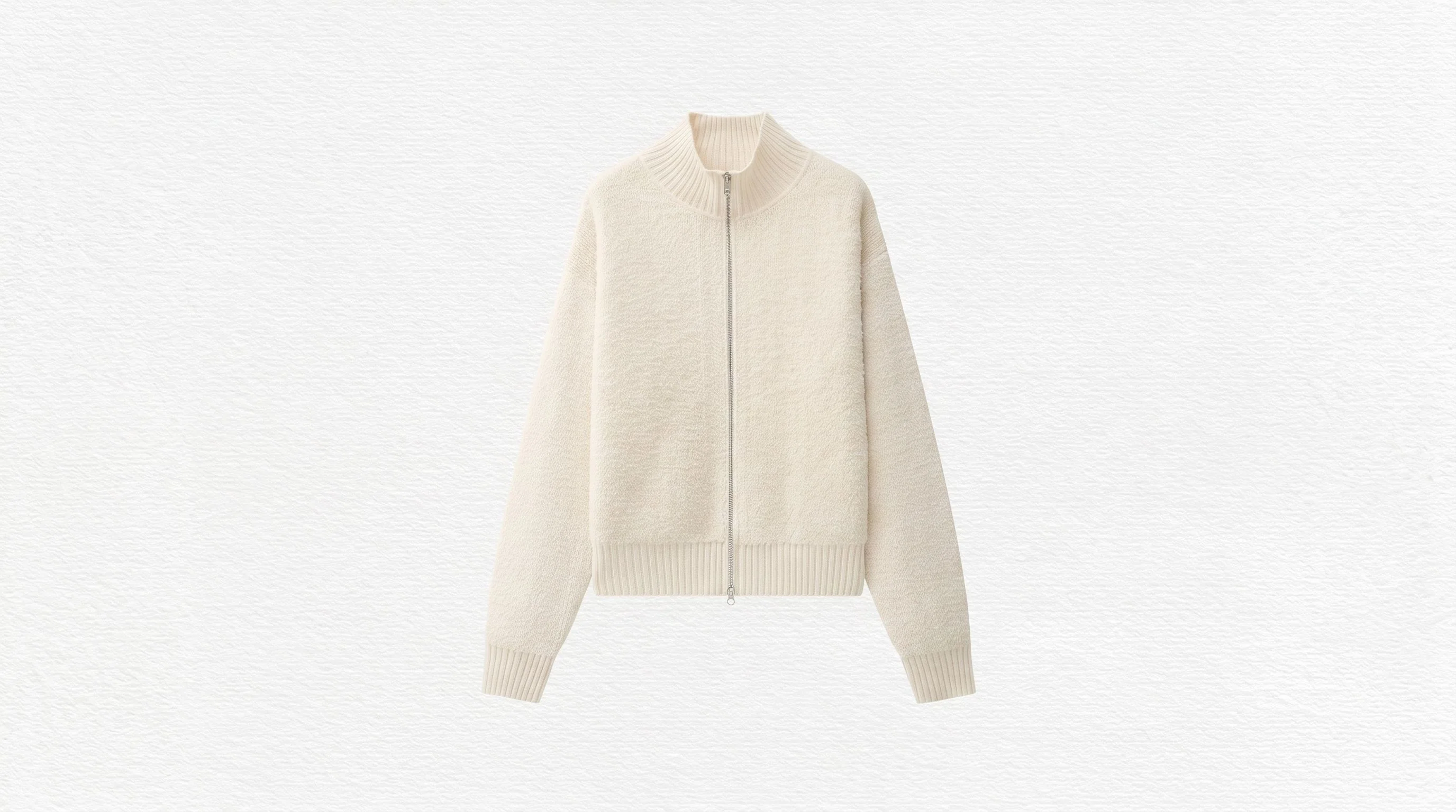 Merino Bouclé Zip Cardigan - Image 6