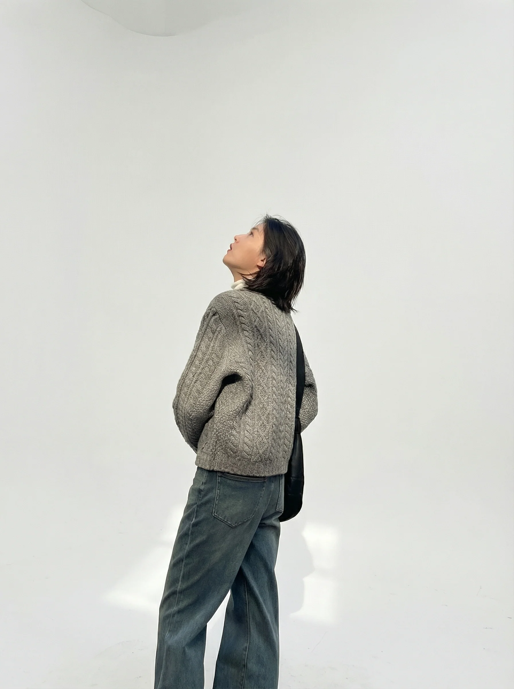 Merino Cable-Knit Collar Cardigan - Image 5