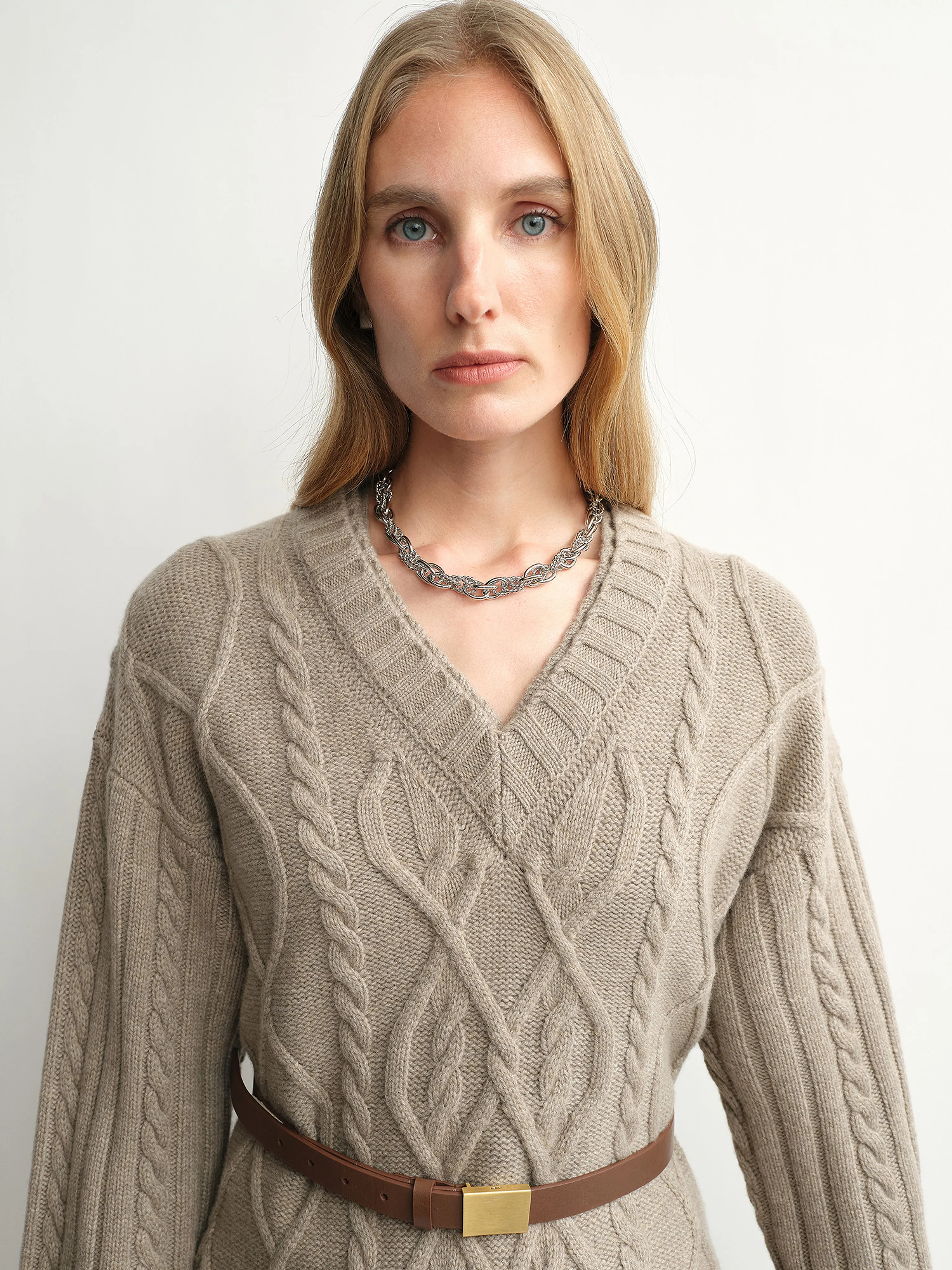 Merino Cable-Knit V-Neck Sweater - Image 8