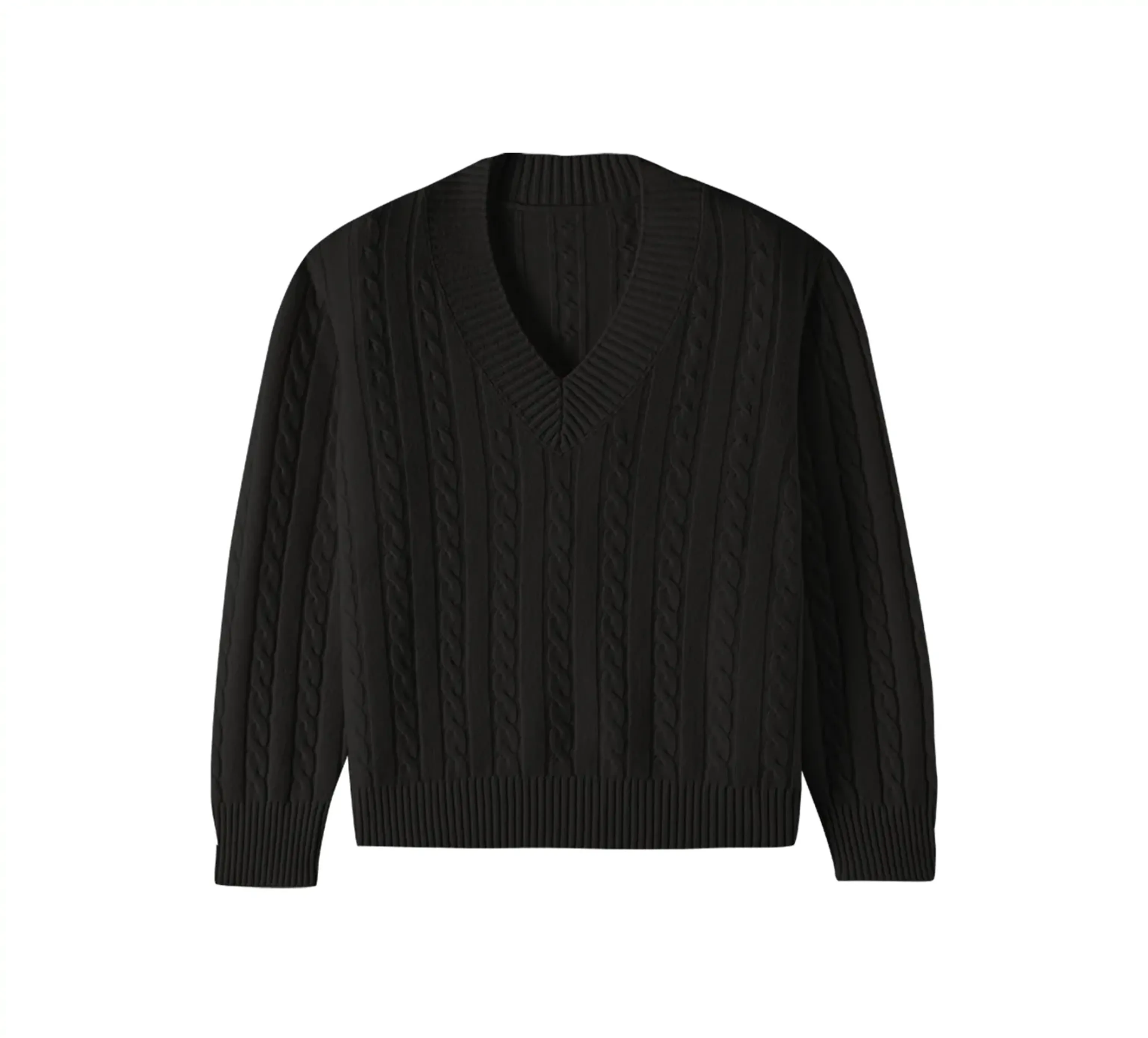Merino Cable V-Neck Sweater - Image 3