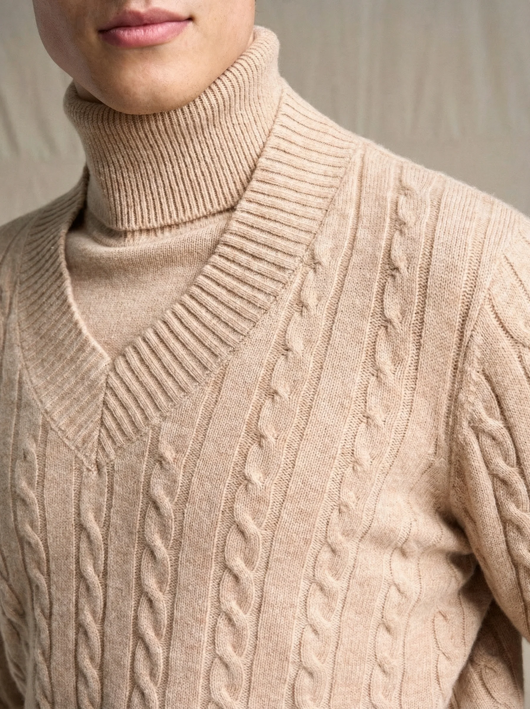 Merino Cable V-Neck Sweater - Image 5