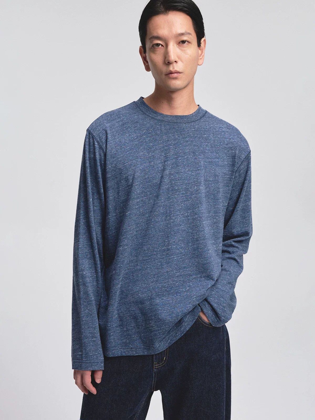 Merino Cotton Crewneck Long-Sleeve Tee