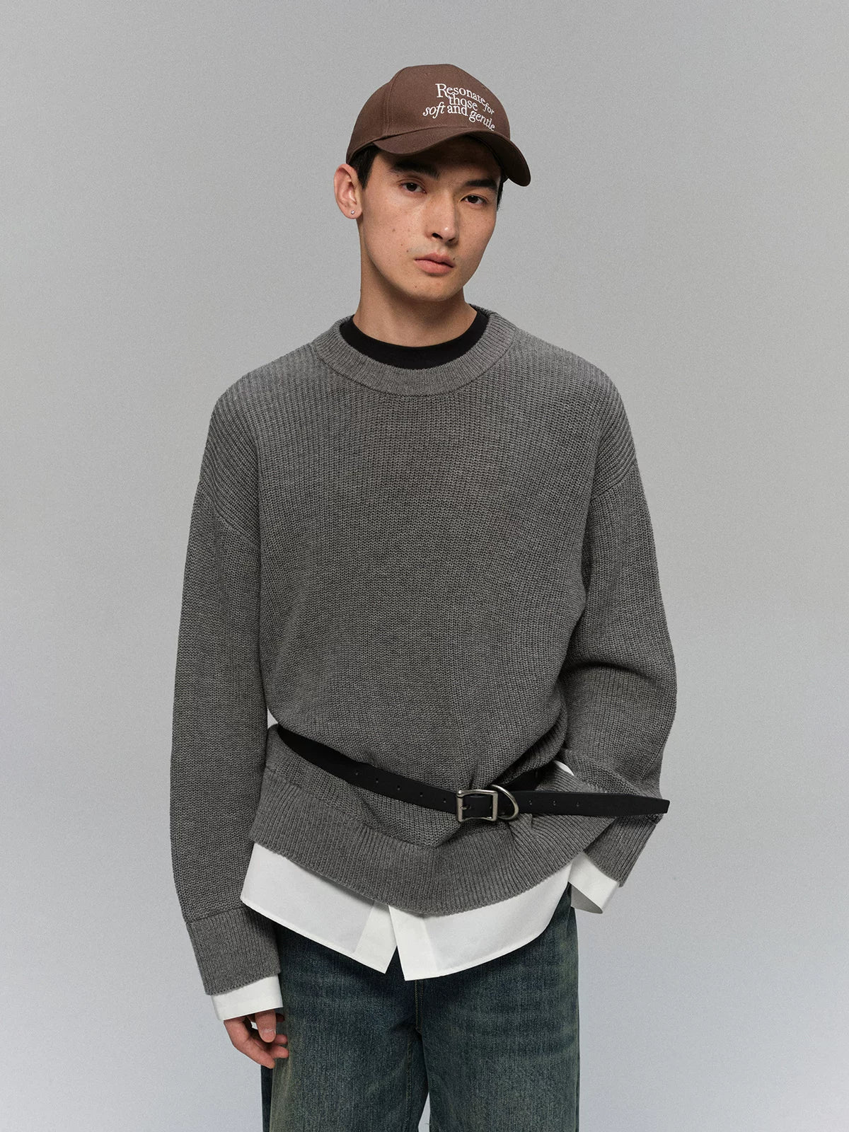 Merino Cotton Faux-Layered Crewneck Sweater - Image 5