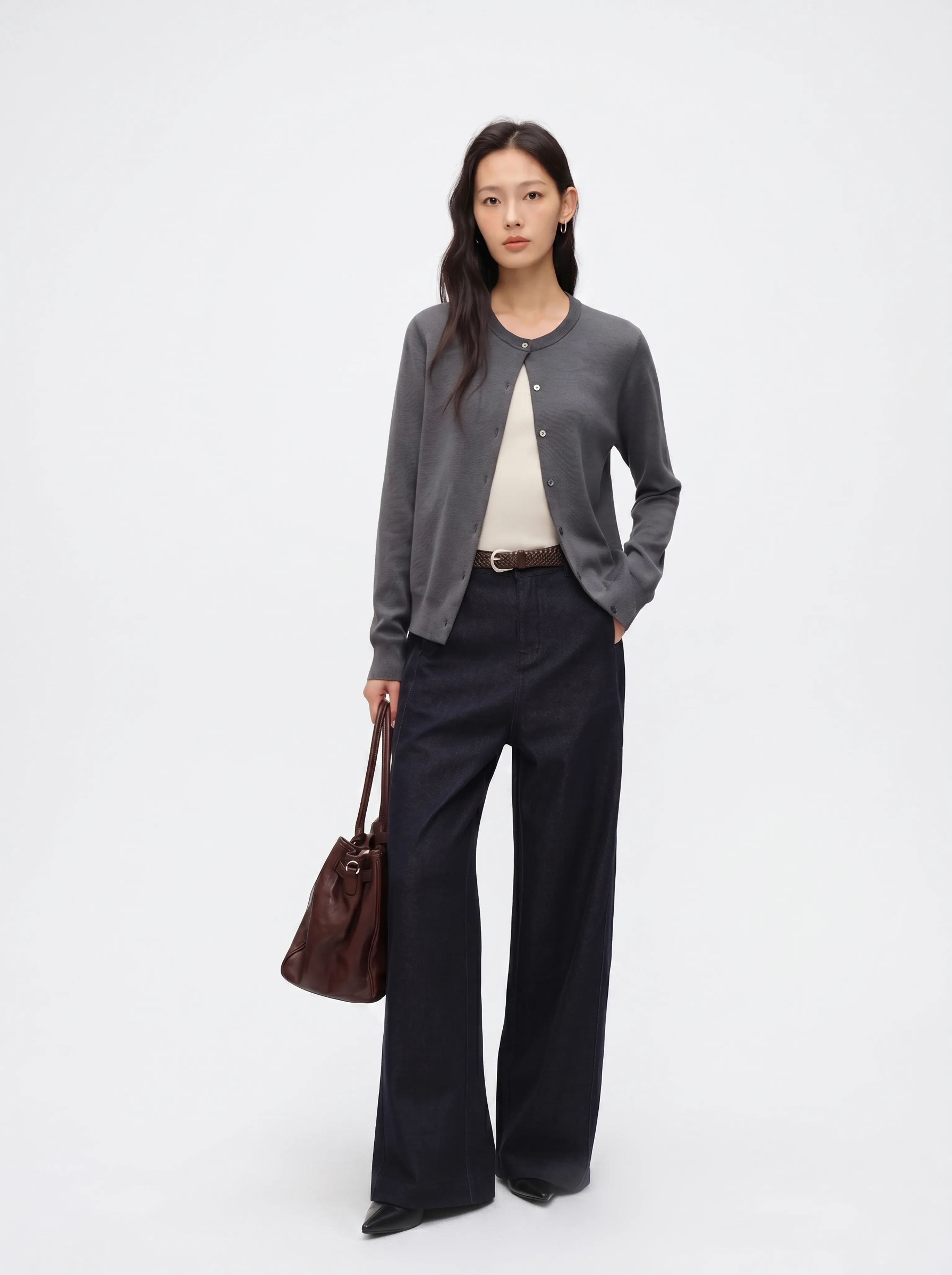 Merino Crewneck Button Cardigan - Image 2