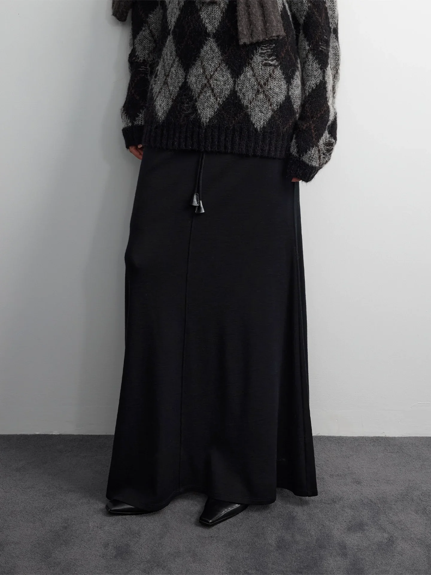 Merino Drawstring Maxi Skirt - Image 3