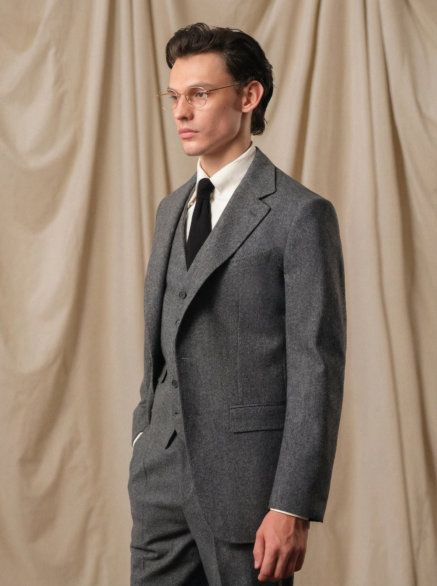 Merino Herringbone Flannel Three-Piece Suit - Image 3