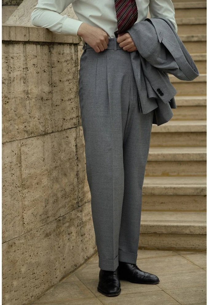 Merino High-Waist Pleated Trousers - Image 3