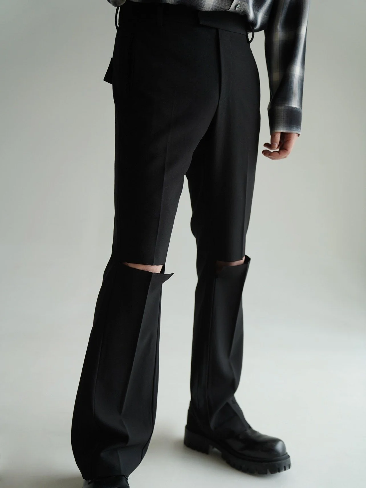 Merino Knee Cutout Flare Trousers