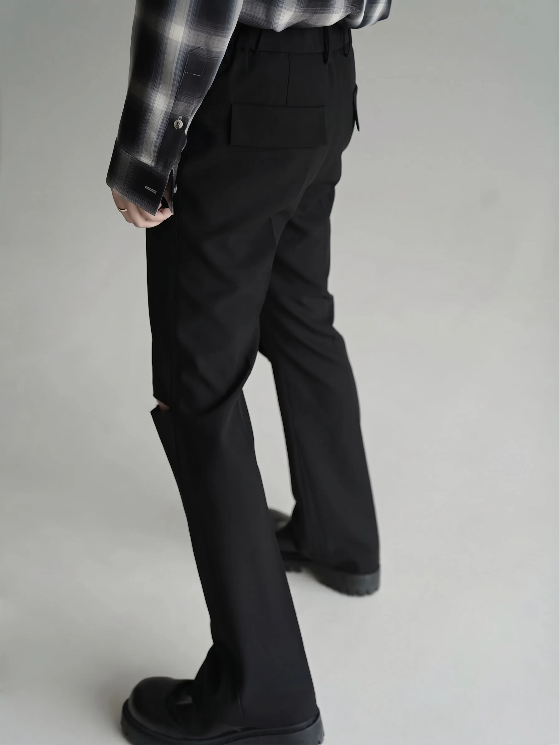 Merino Knee Cutout Flare Trousers - Image 4