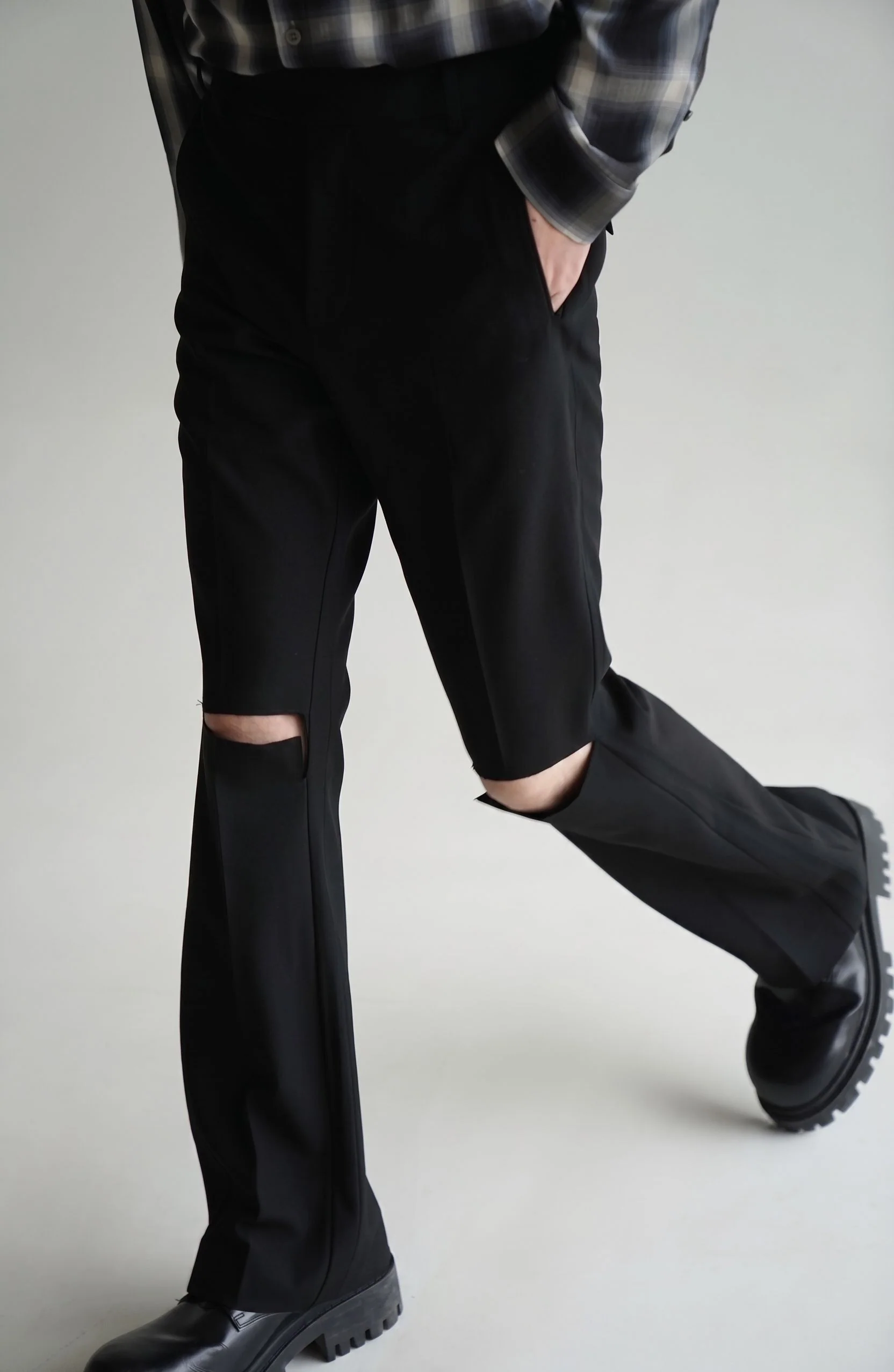 Merino Knee Cutout Flare Trousers - Image 7