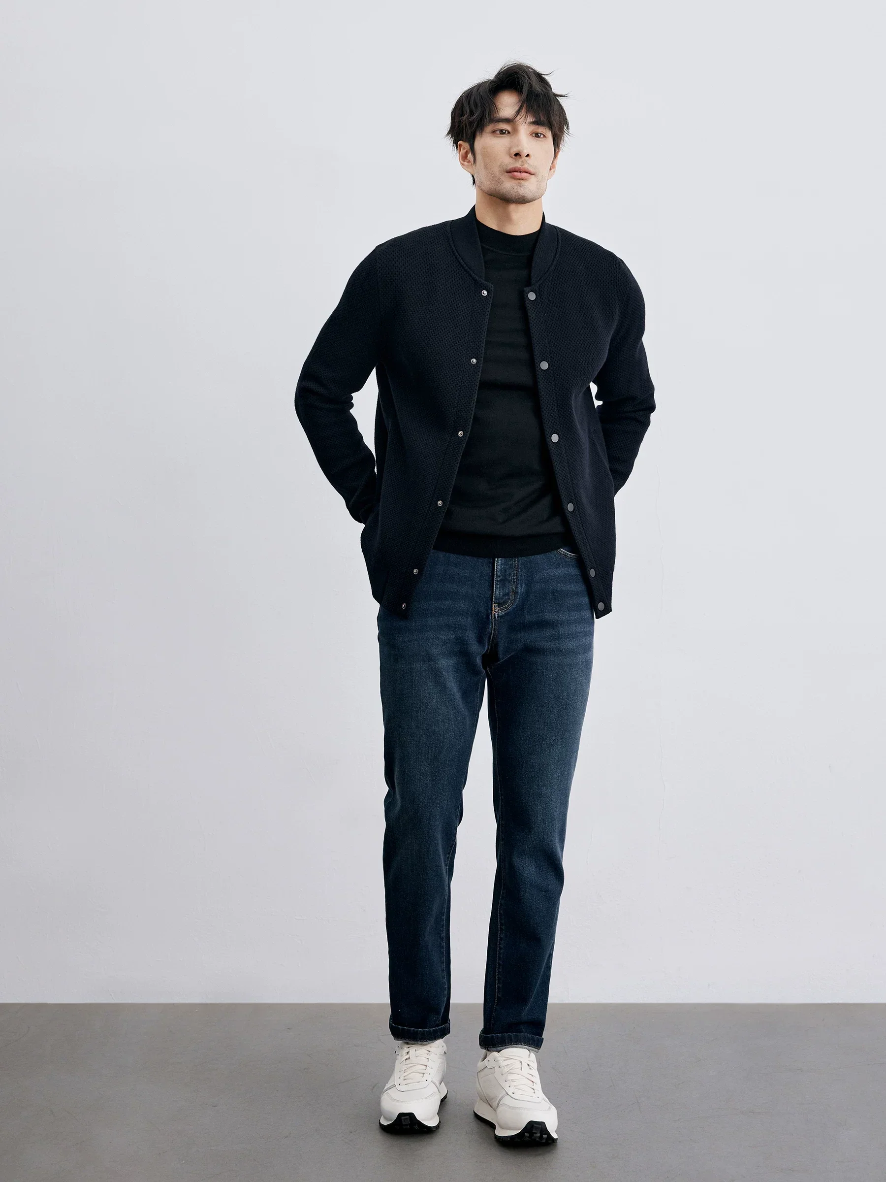 Merino Knit Baseball Collar Jacket - Image 4