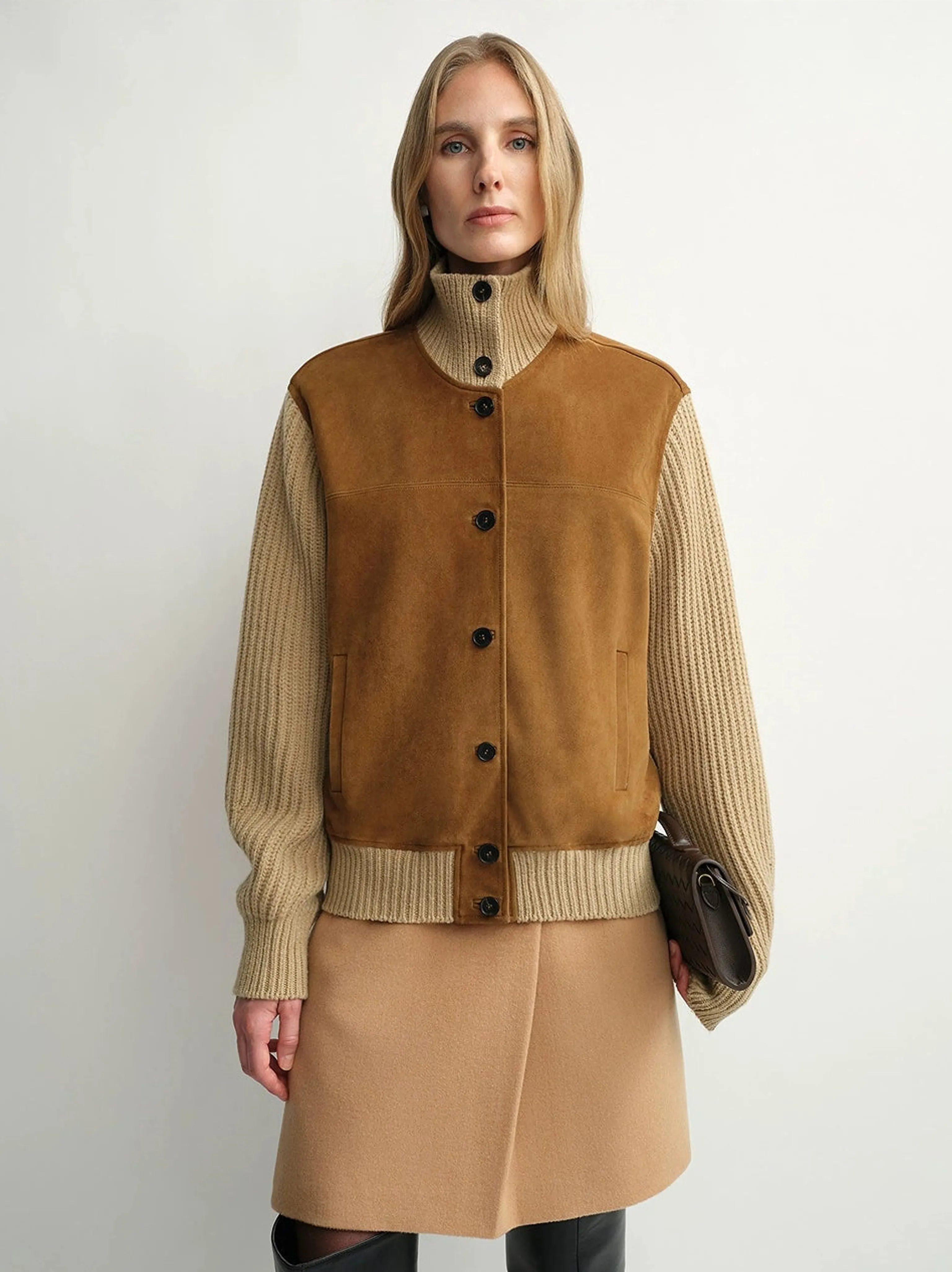 Merino Knit Stand-Collar Jacket with Top-Grain Sheepskin - Image 3