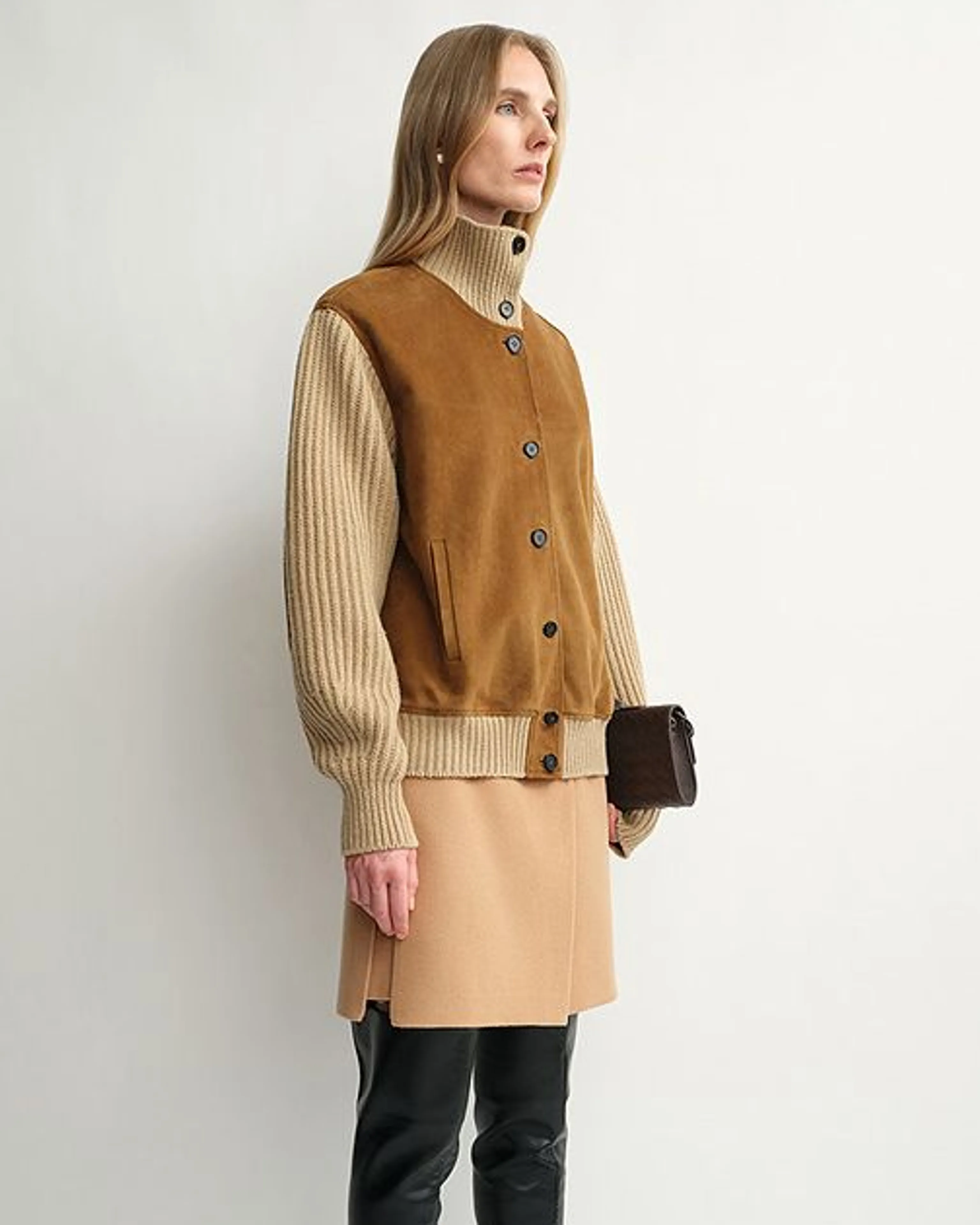 Merino Knit Stand-Collar Jacket with Top-Grain Sheepskin - Image 7