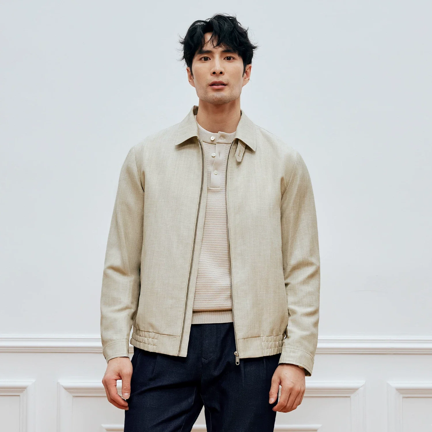 Merino Linen Zip Blouson - Image 6