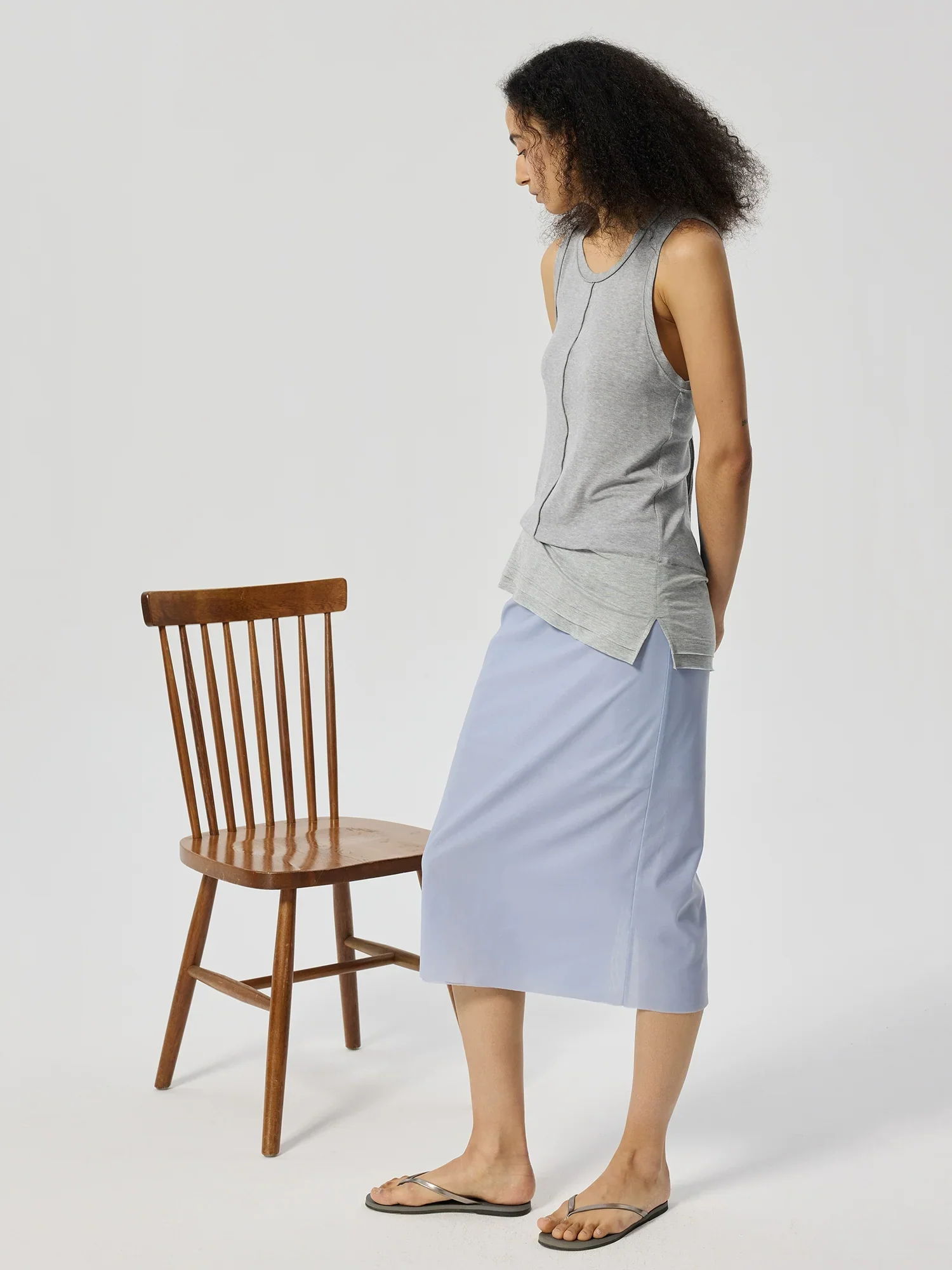 Merino Lyocell Layered Hem Tank - Image 3