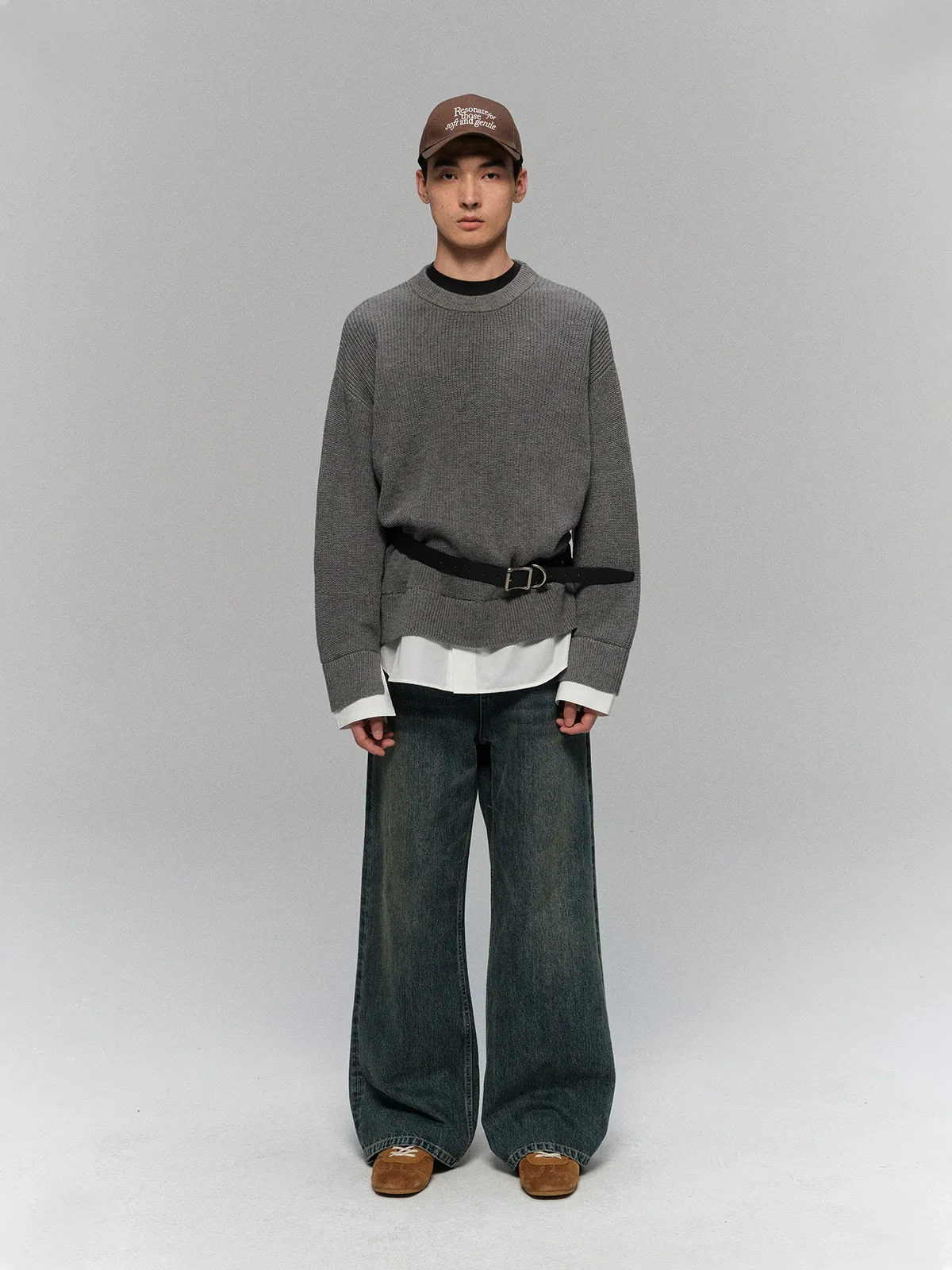 Merino Mock-Layer Crewneck Sweater