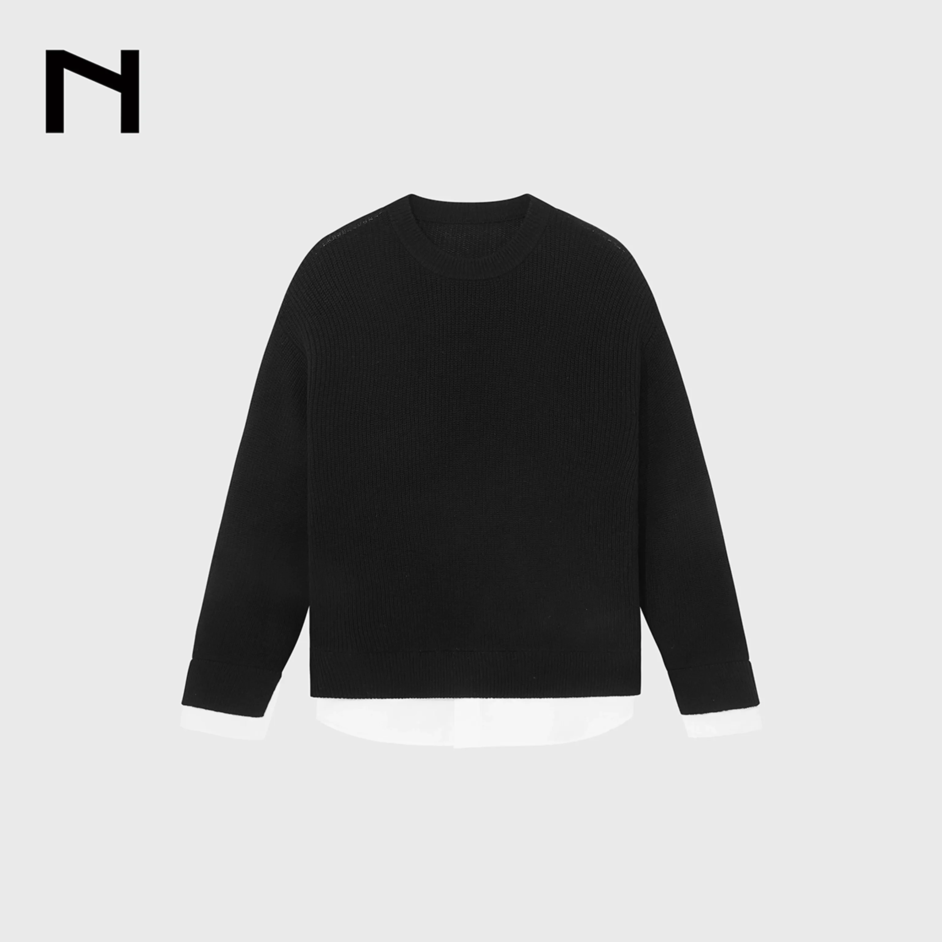 Merino Mock-Layer Crewneck Sweater - Image 6
