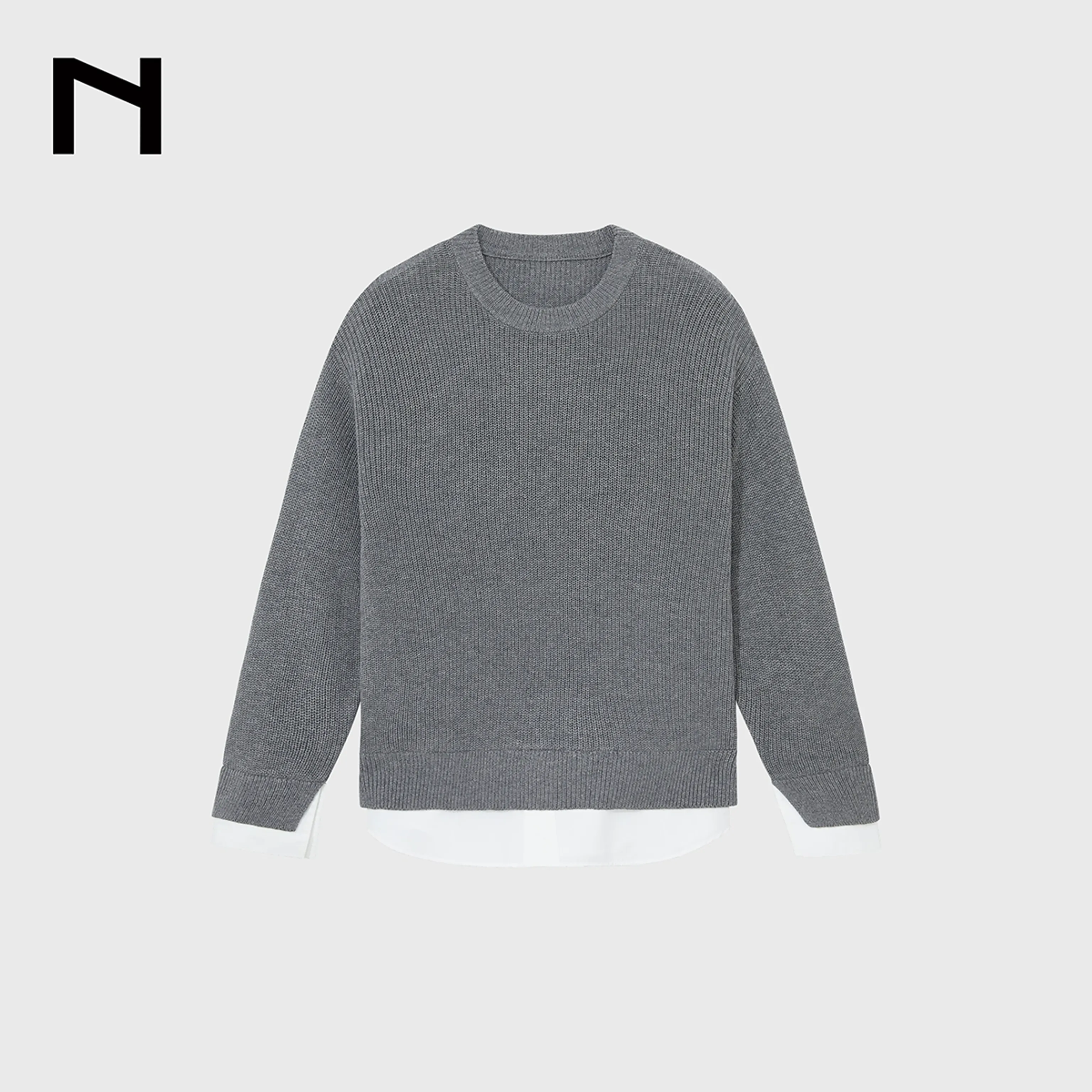 Merino Mock-Layer Crewneck Sweater - Image 7