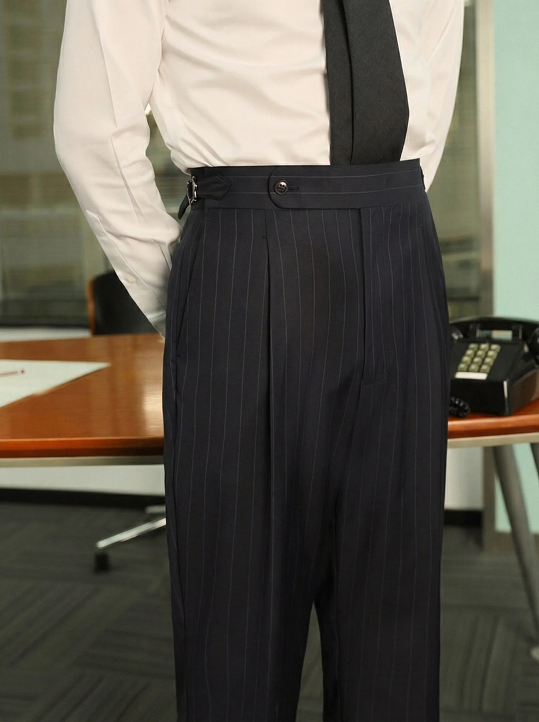 Merino Pinstripe Trousers - Image 3