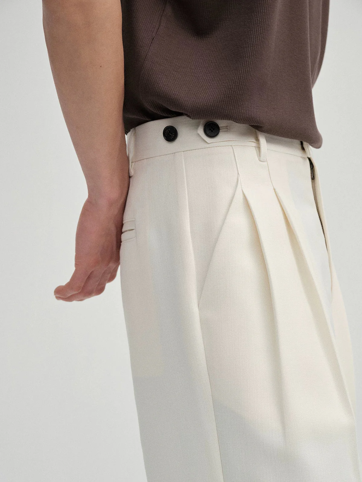 Merino Pleated Flare Trousers - Image 5