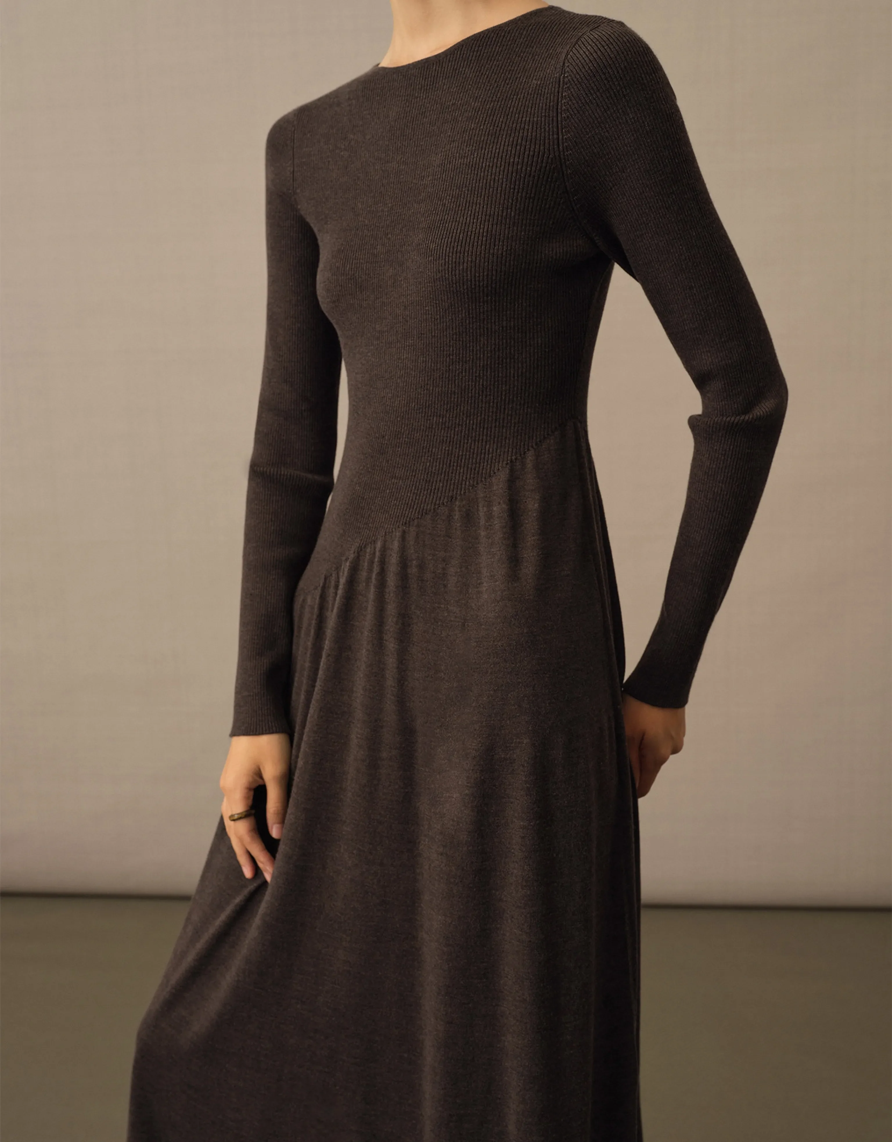 Merino Pleated Knit Maxi Dress - Image 6