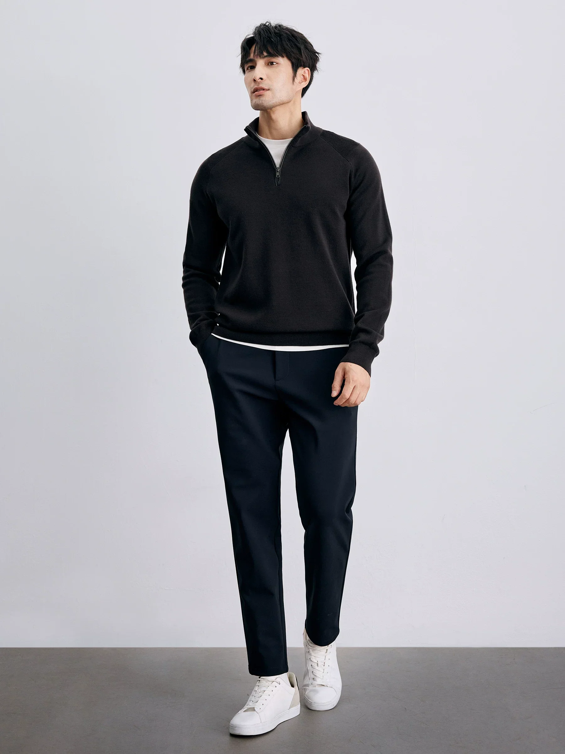 Merino Quarter-Zip Stand-Collar Sweater - Image 3