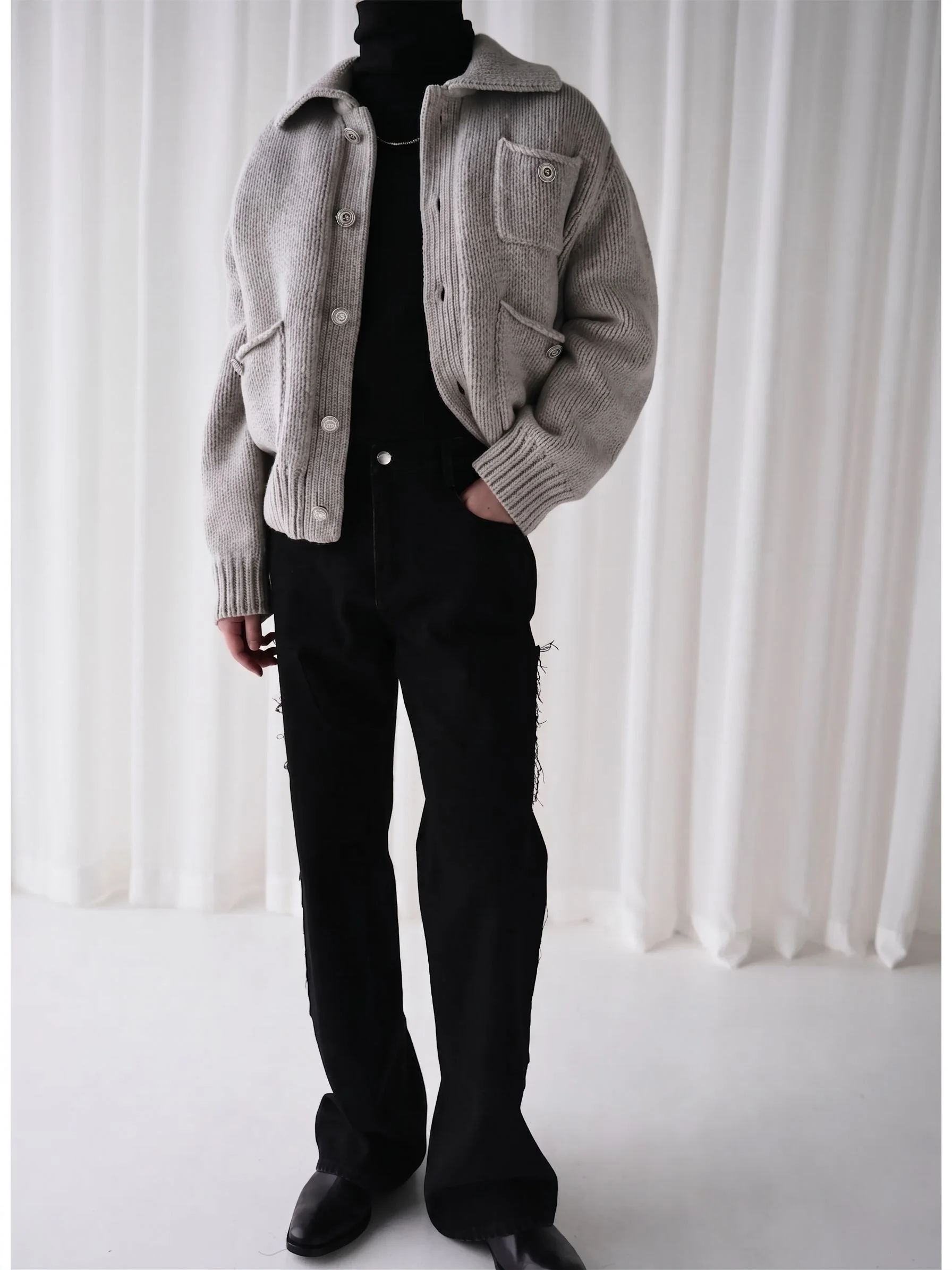 Merino Quilt-Lined Knit Jacket
