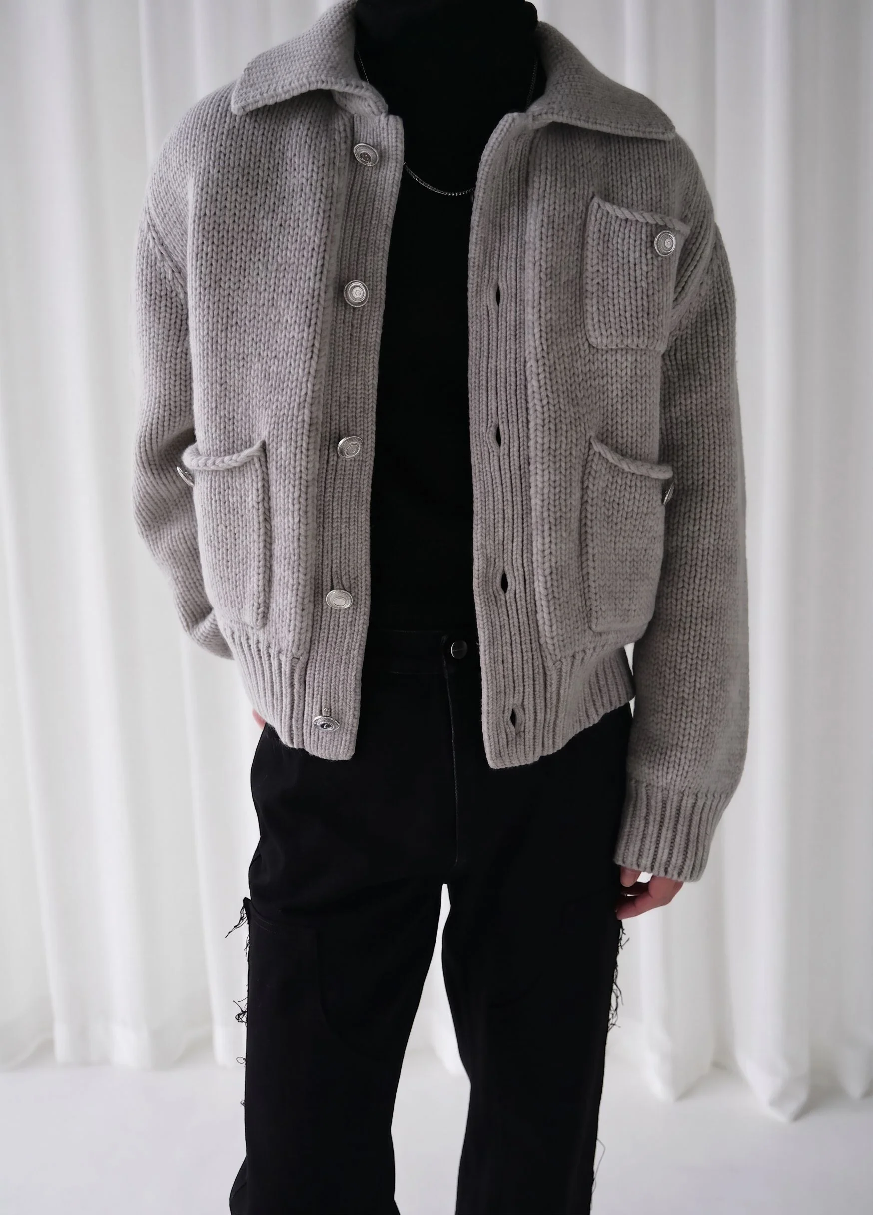 Merino Quilt-Lined Knit Jacket - Image 3