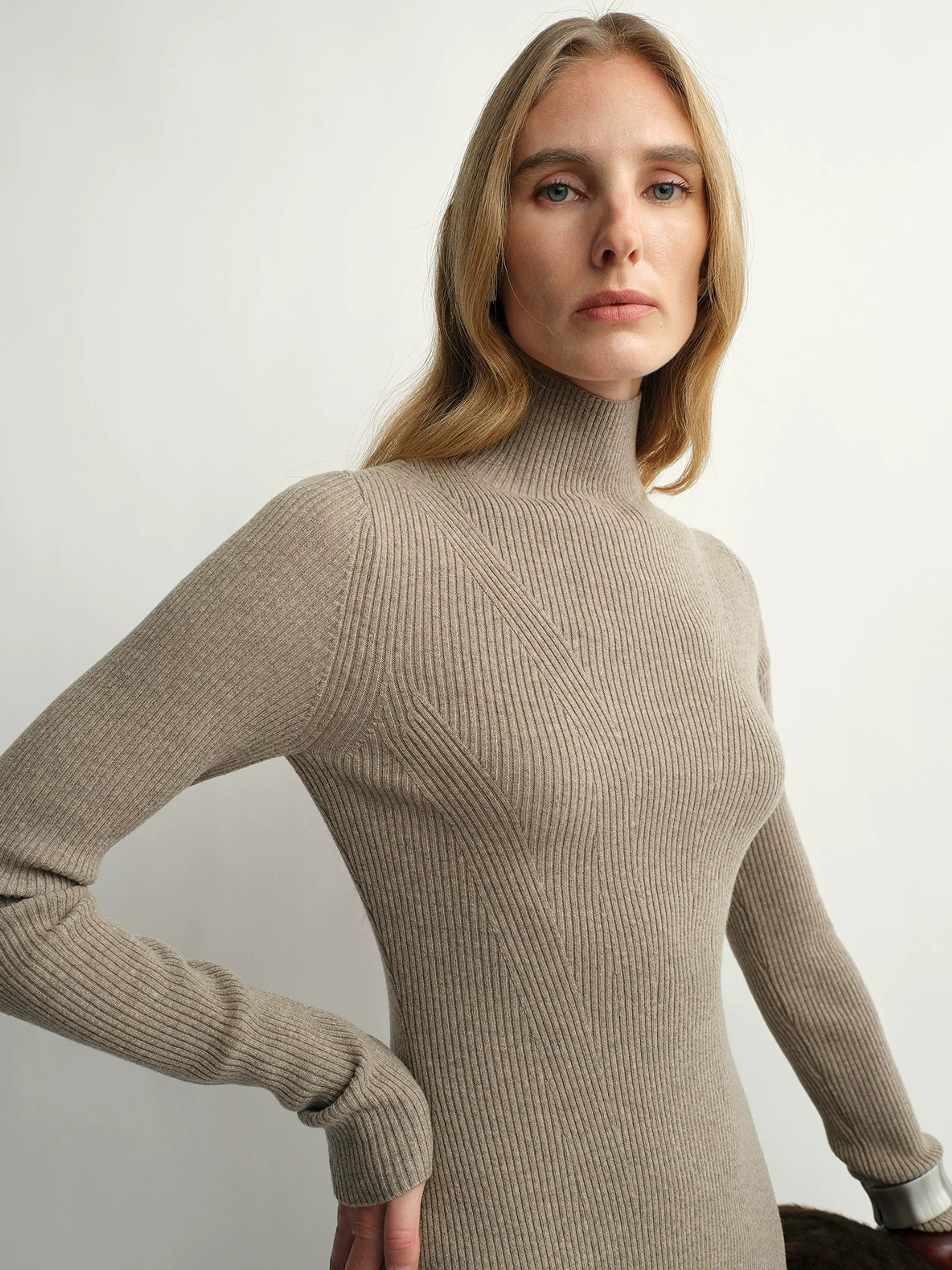 Merino Rib Turtleneck Dress