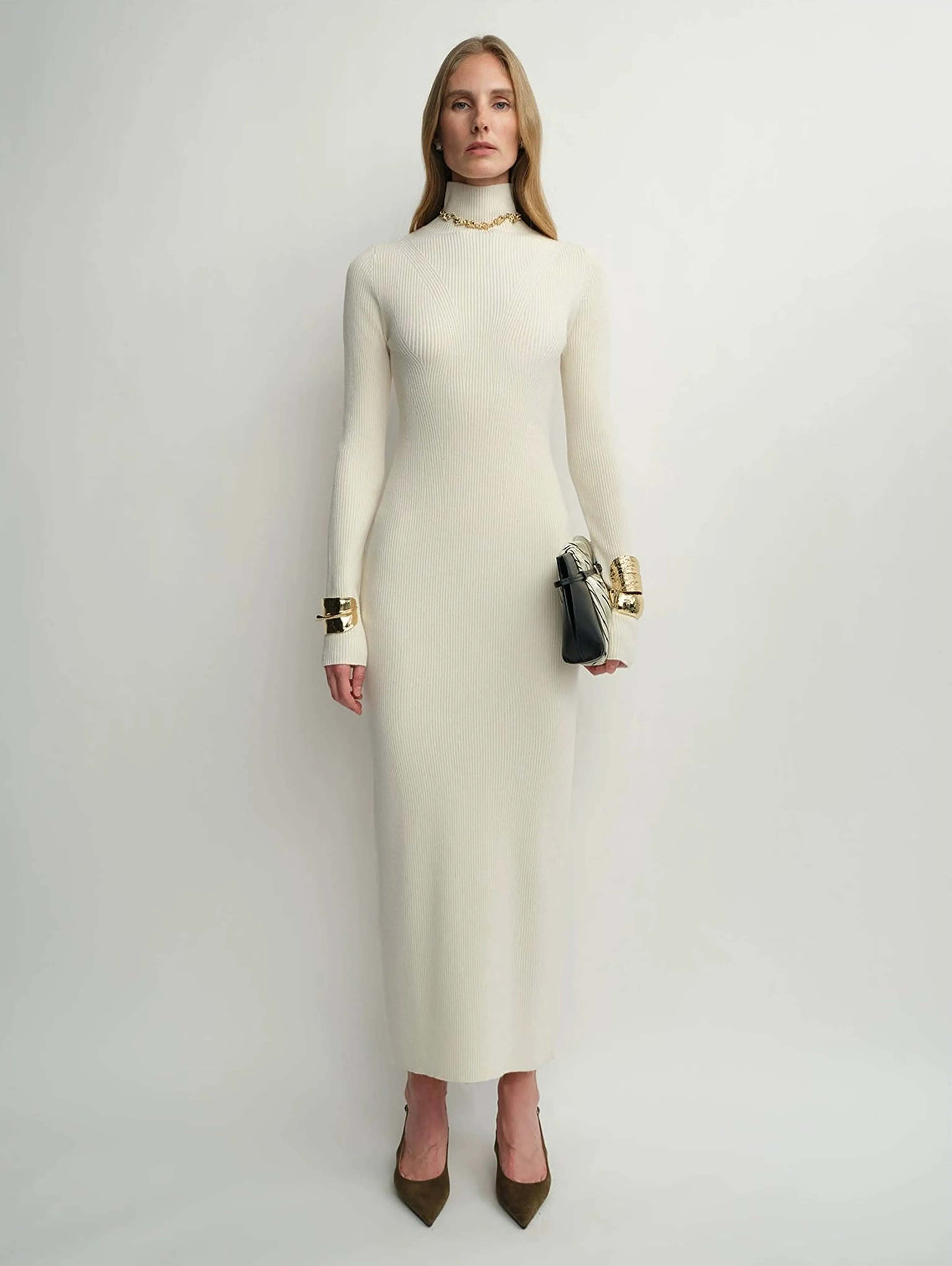 Merino Rib Turtleneck Dress - Image 2