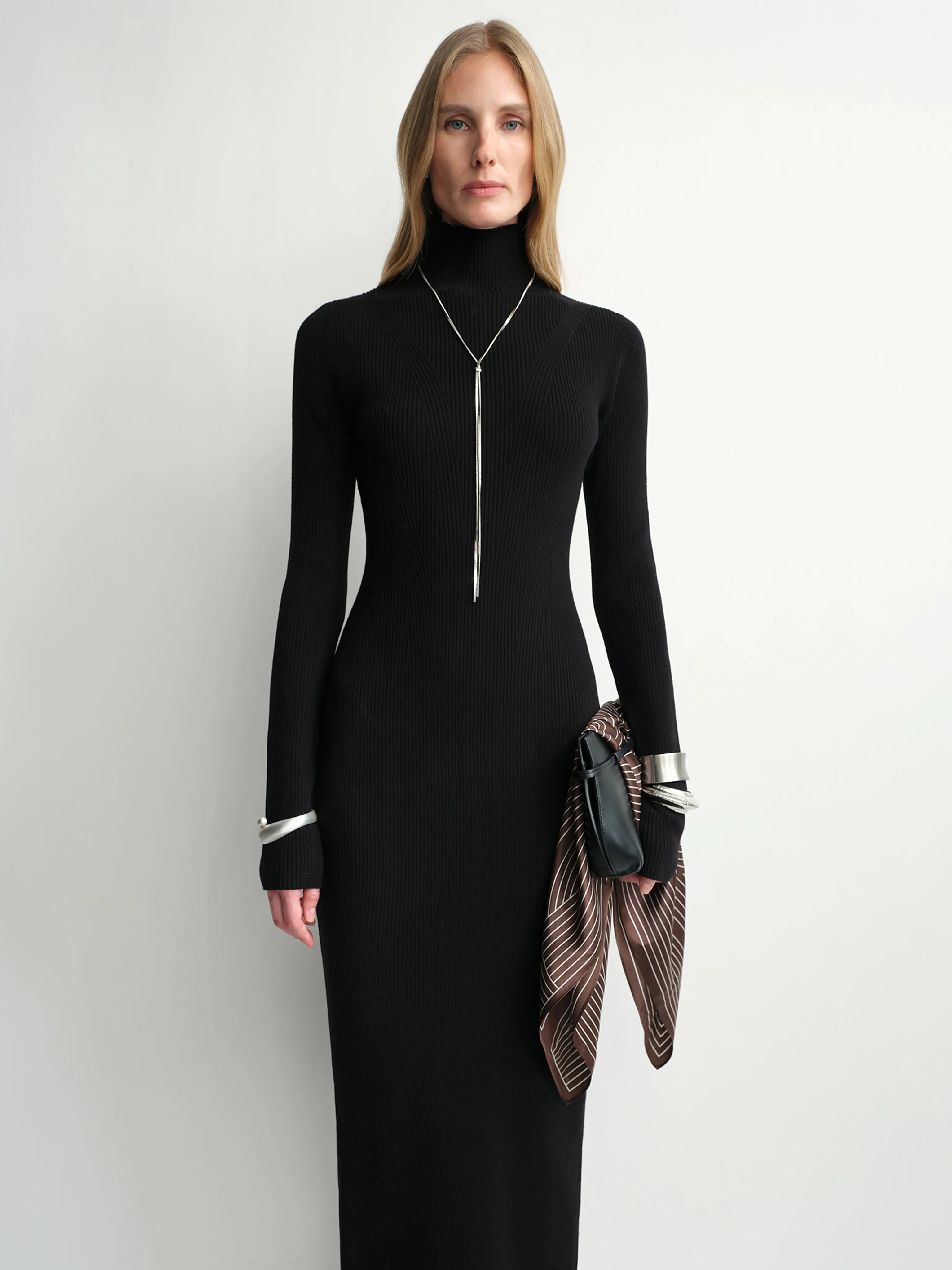 Merino Rib Turtleneck Dress - Image 4