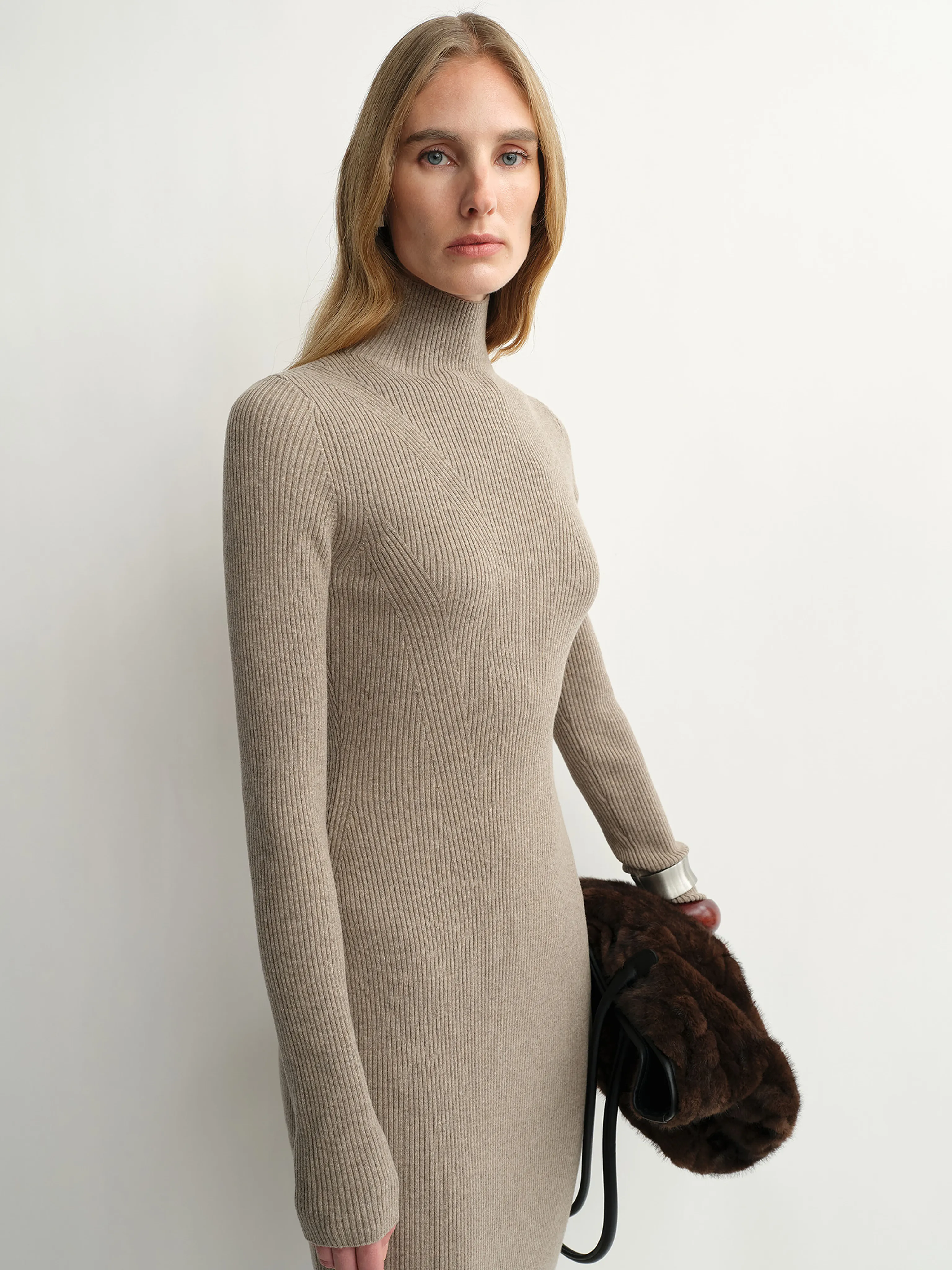 Merino Rib Turtleneck Dress - Image 5