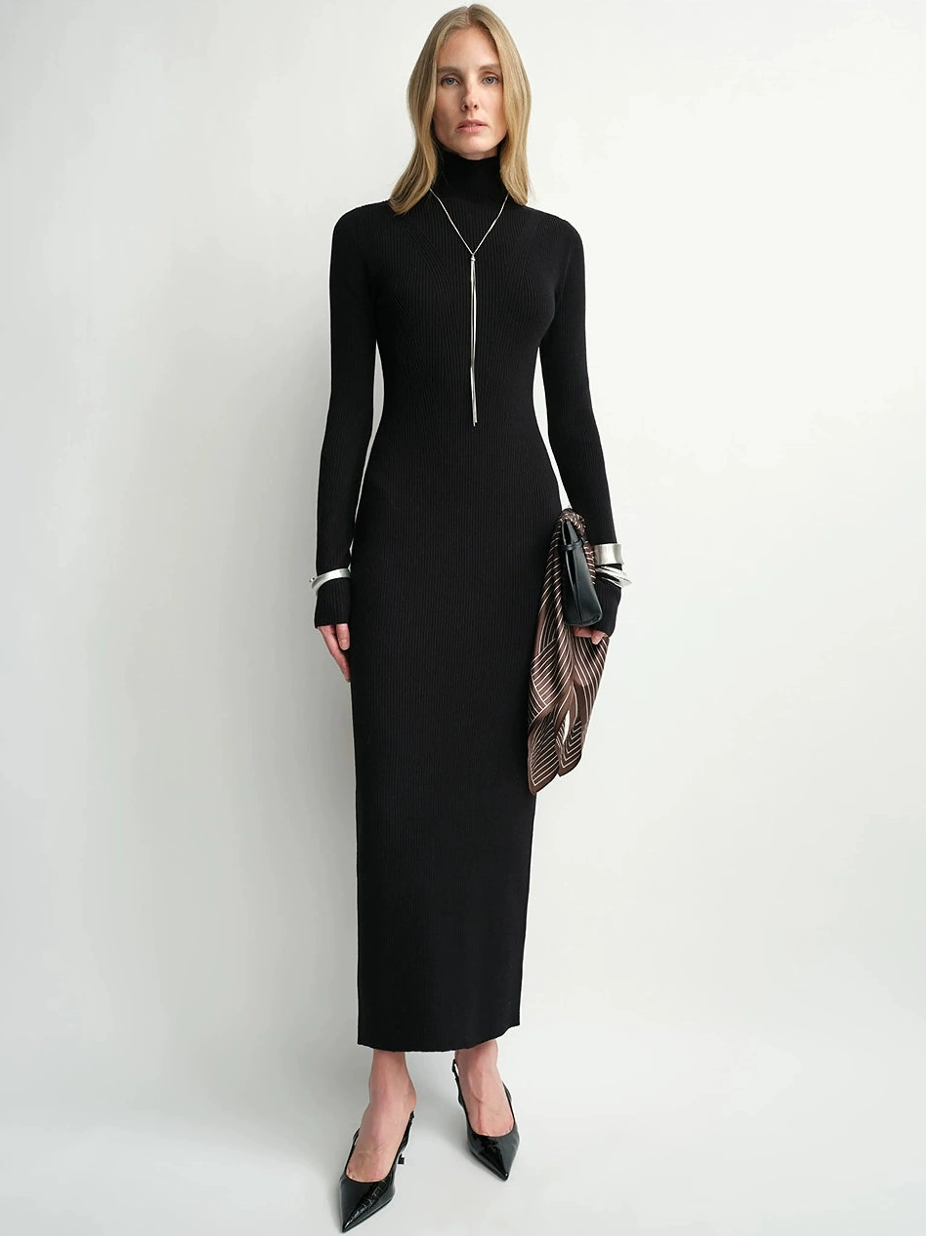 Merino Rib Turtleneck Dress - Image 7