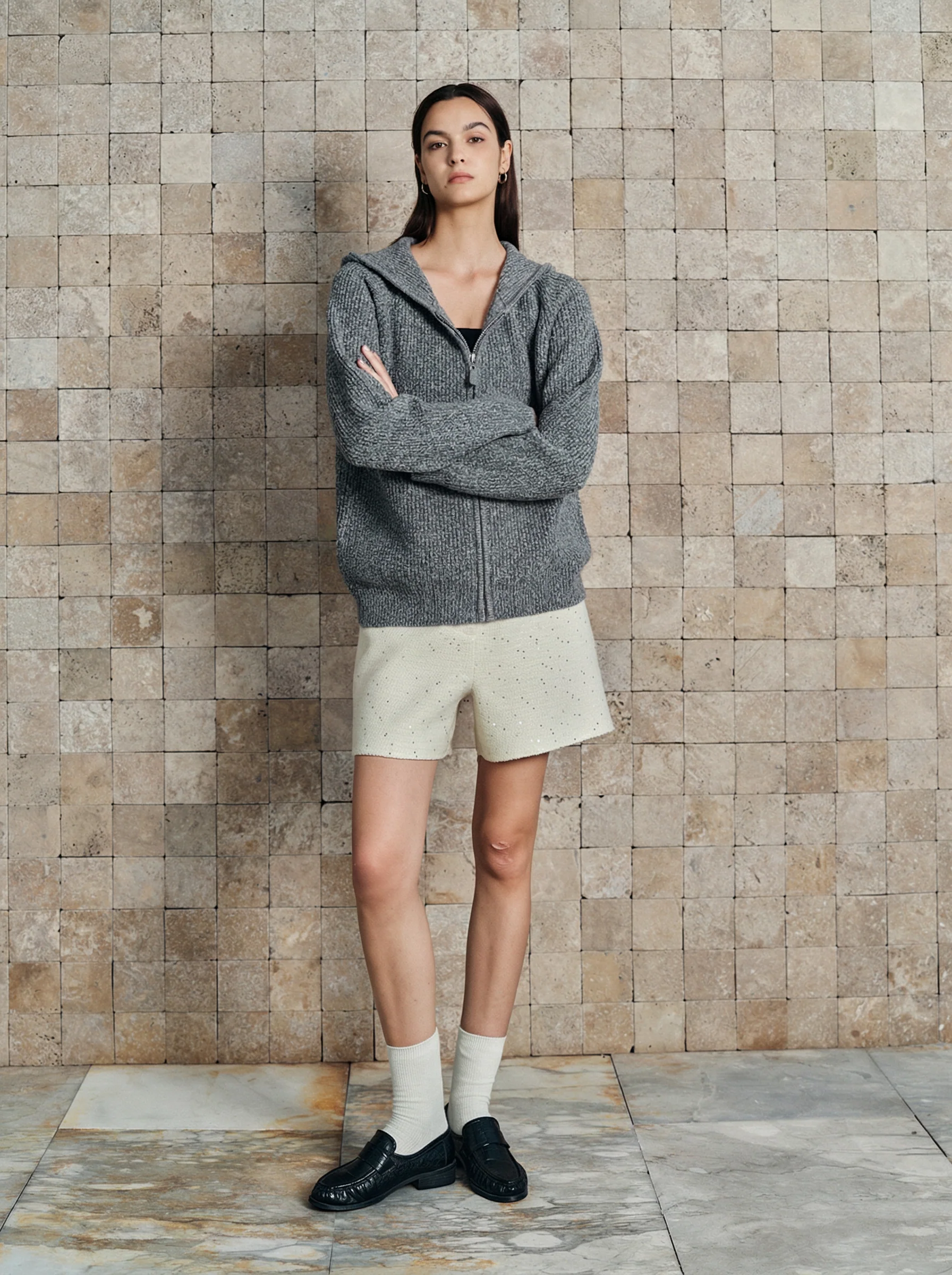 Merino Rib Zip Hooded Cardigan - Image 2